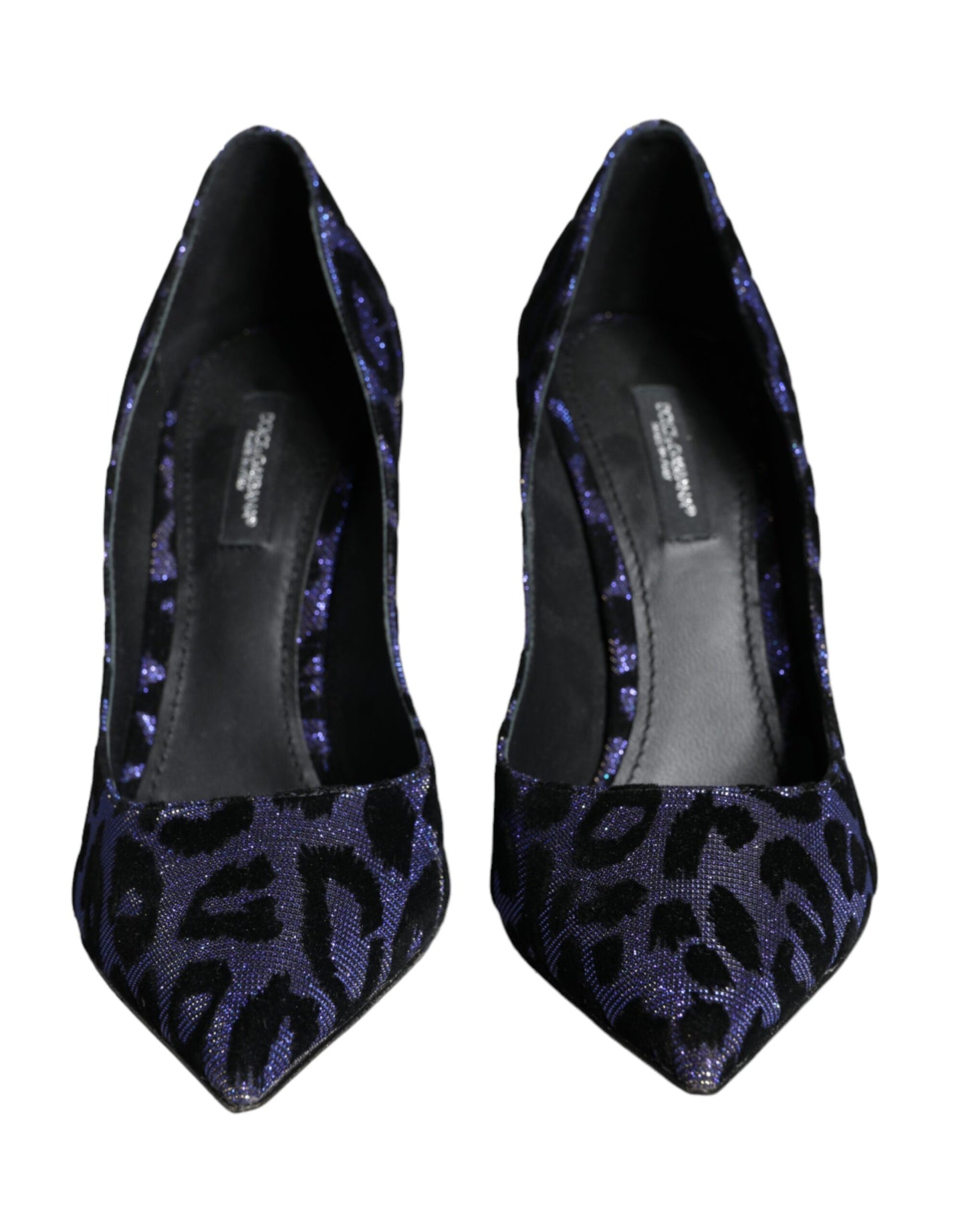 Dolce &amp; Gabbana Dark Blue Leopard Lurex Heels Pumps Shoes