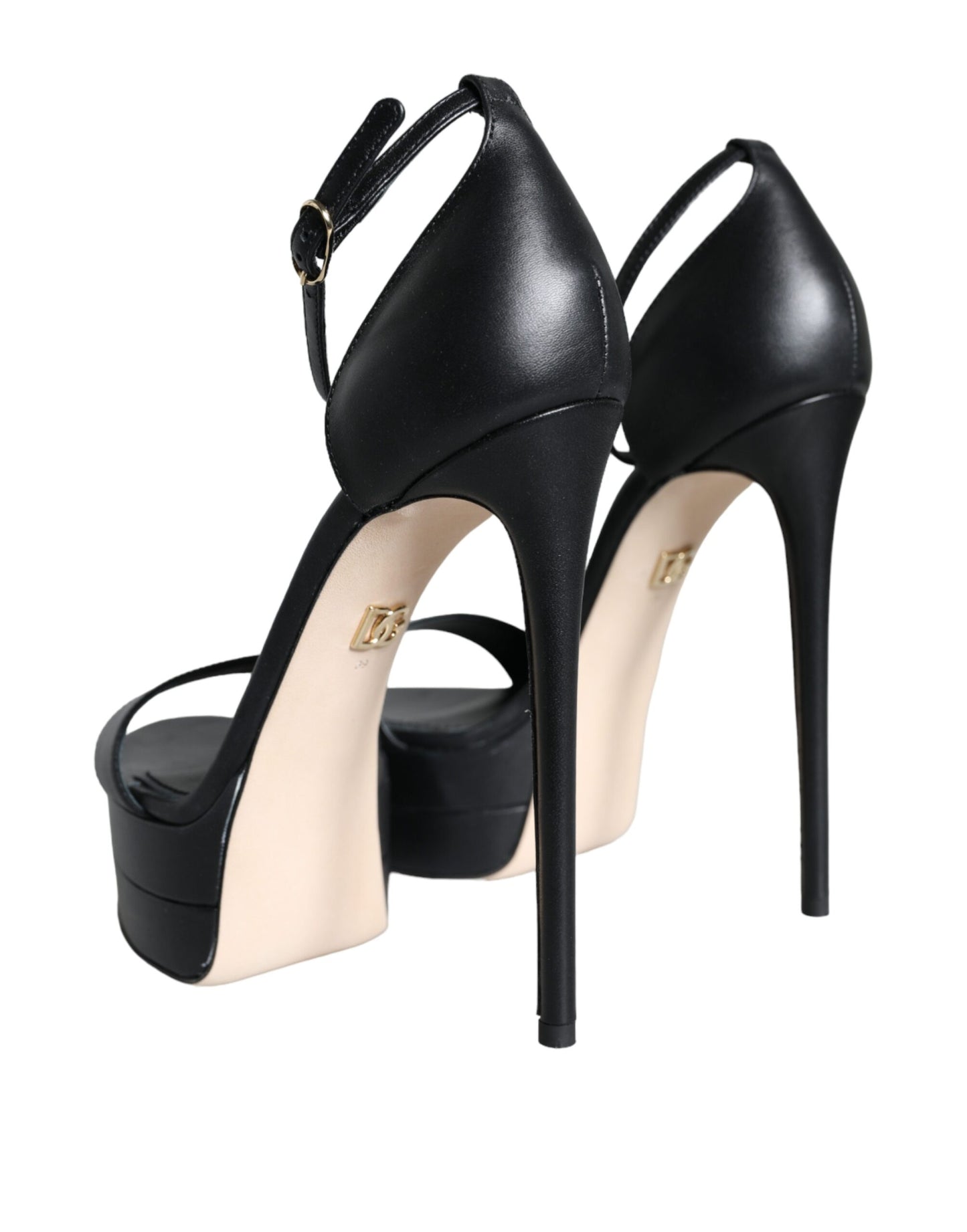 Dolce &amp; Gabbana Black Lambskin Strappy Sandals Shoes