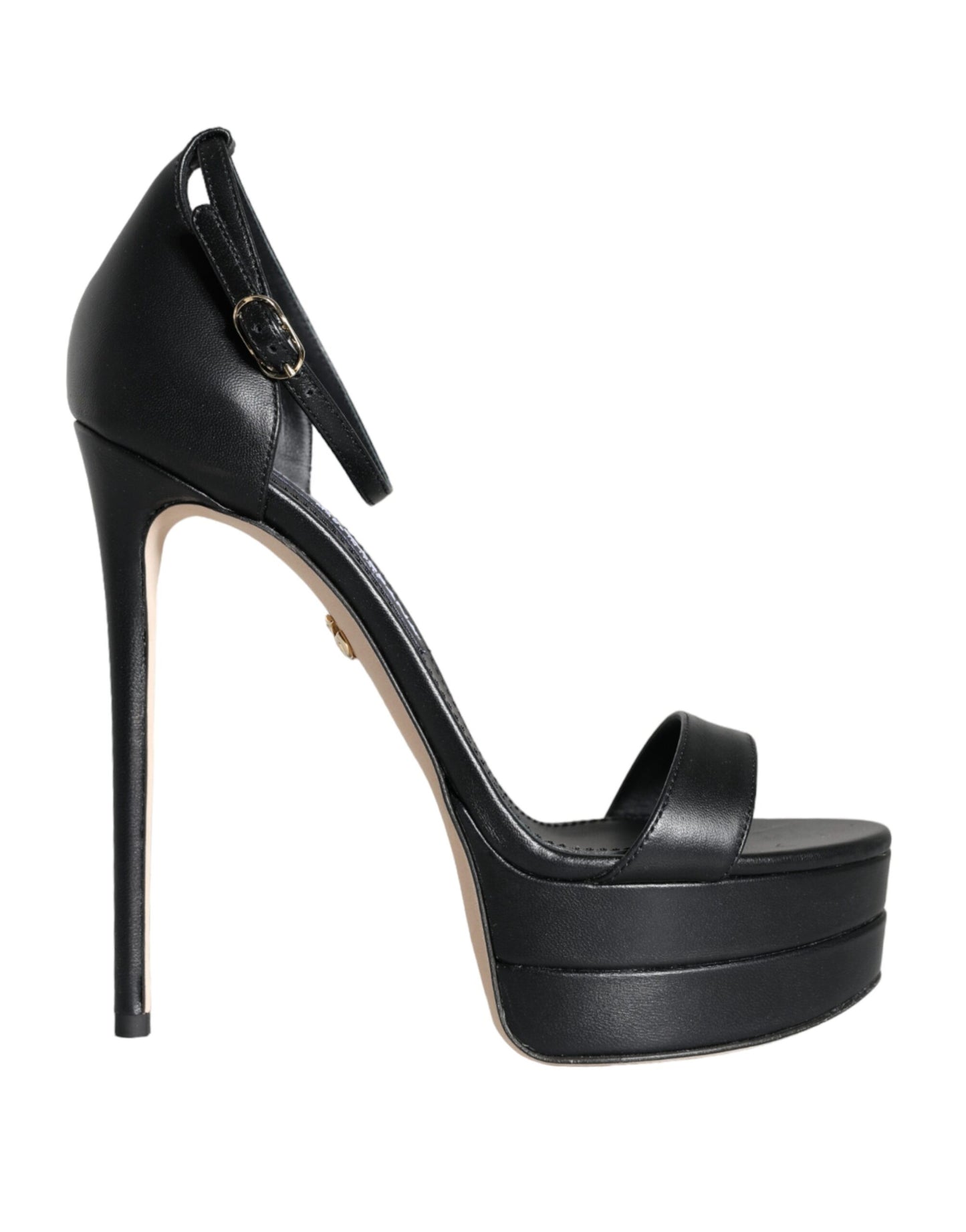 Dolce &amp; Gabbana Black Lambskin Strappy Sandals Shoes