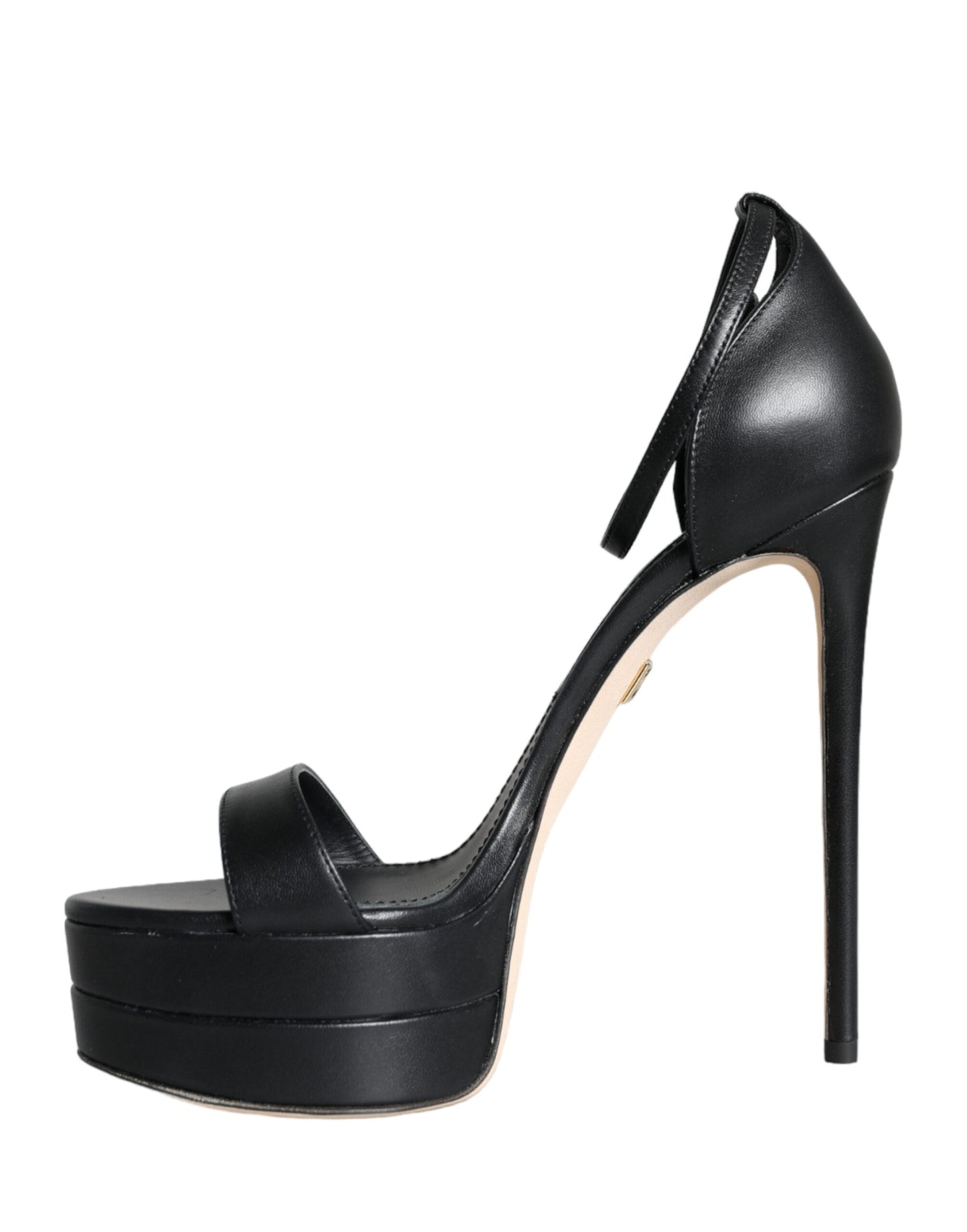 Dolce &amp; Gabbana Black Lambskin Strappy Sandals Shoes