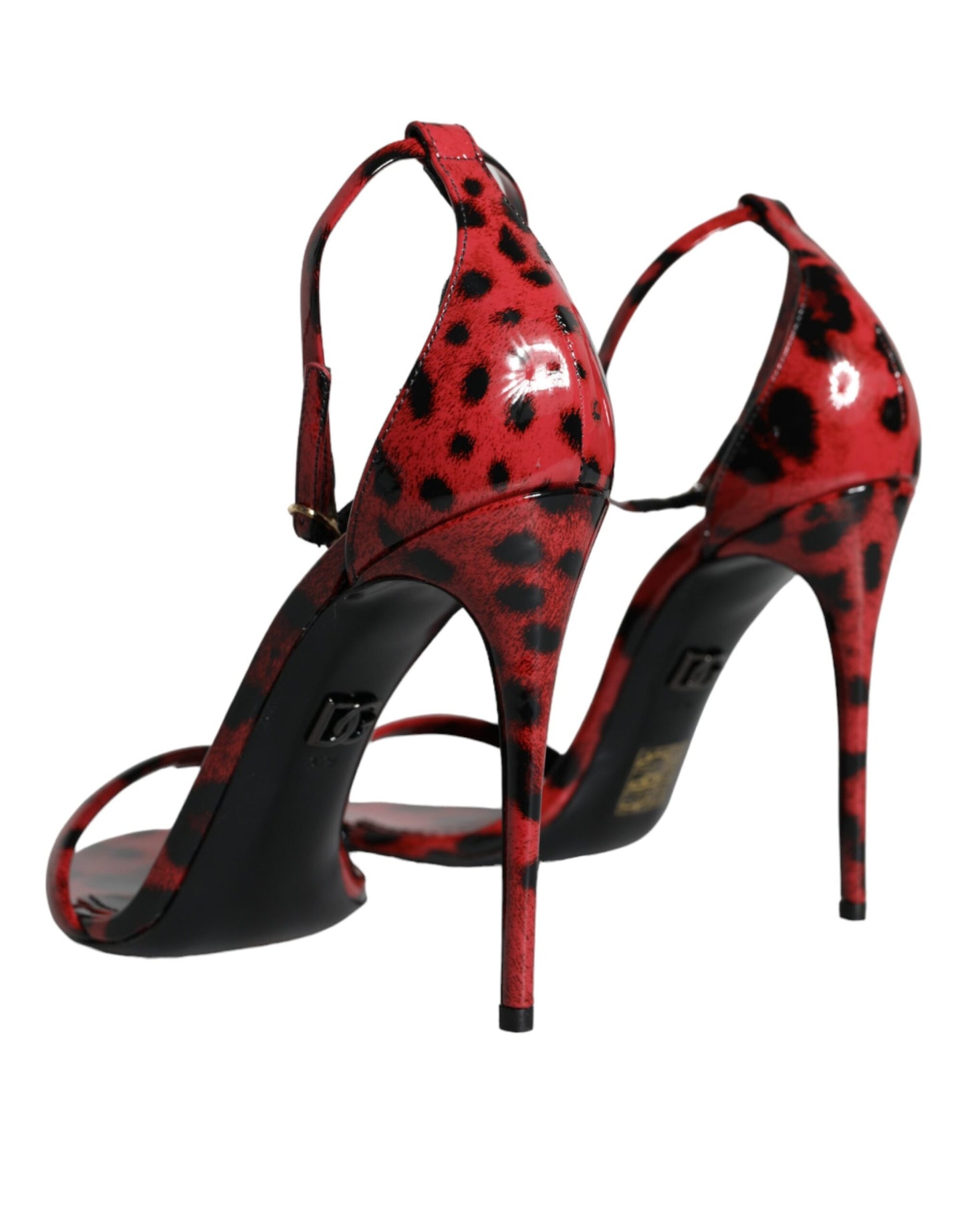 Dolce &amp; Gabbana Red Leopard Leather Ankle Strap Keira Sandals Shoes