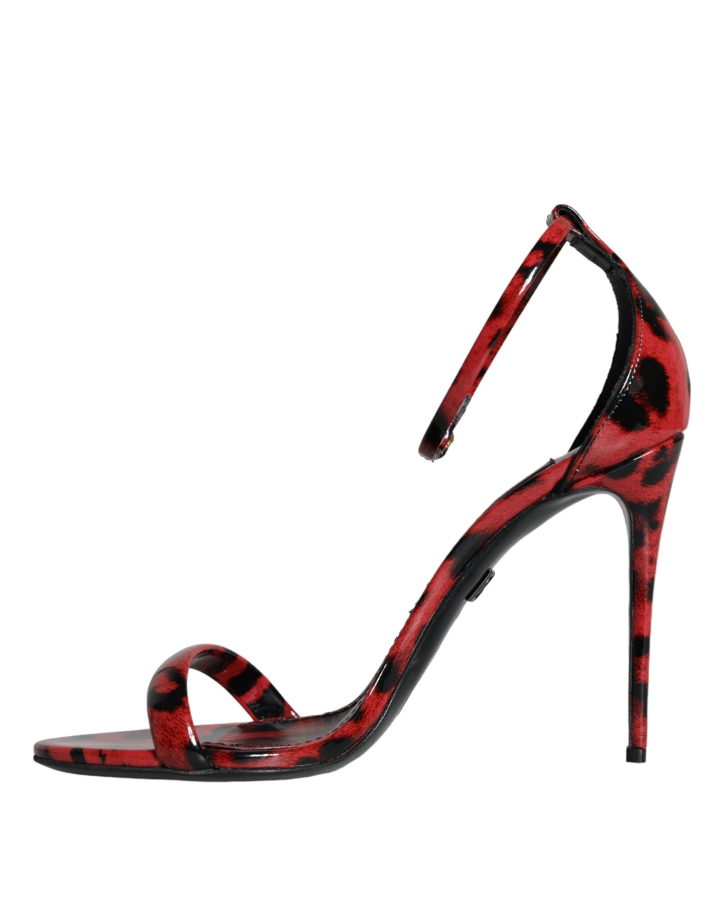 Dolce &amp; Gabbana Red Leopard Leather Ankle Strap Keira Sandals Shoes