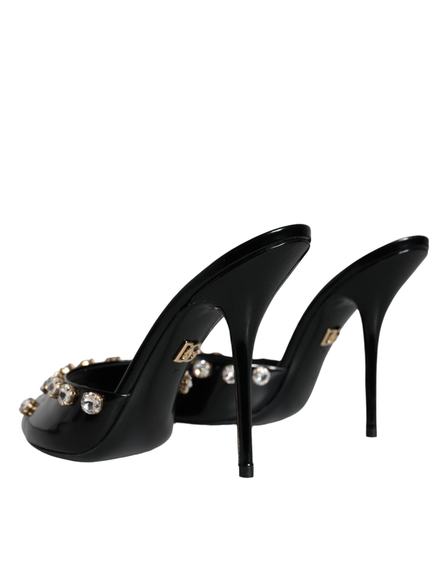 Dolce &amp; Gabbana Black Crystal Heels Keira Sandals Shoes