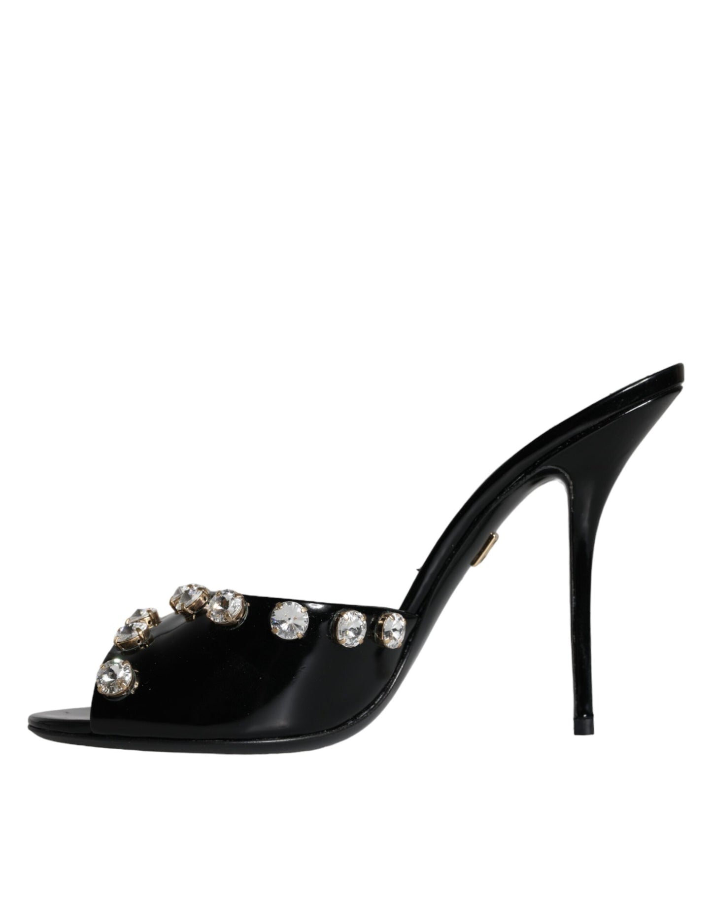 Dolce &amp; Gabbana Black Crystal Heels Keira Sandals Shoes