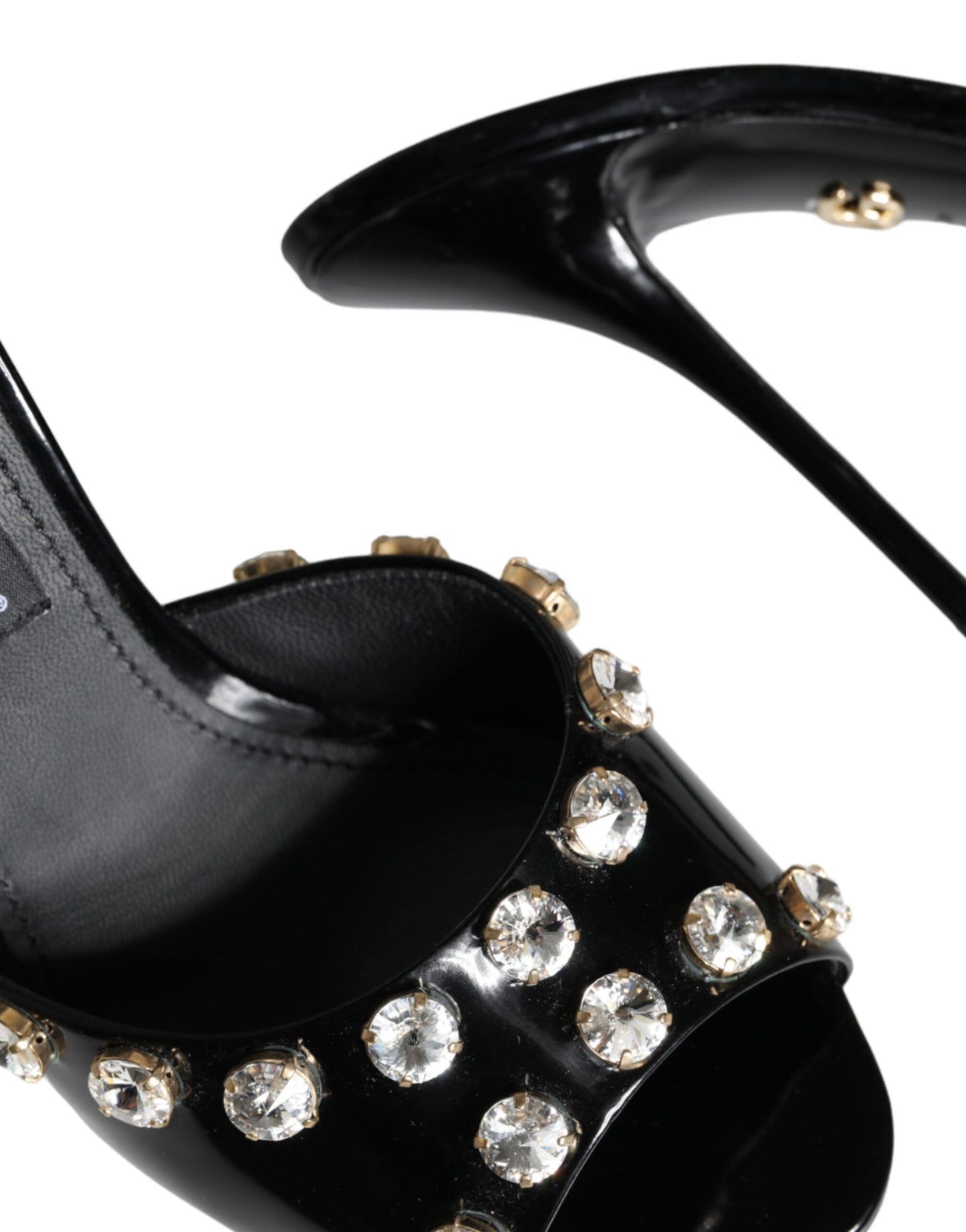 Dolce &amp; Gabbana Black Crystal Heels Keira Sandals Shoes