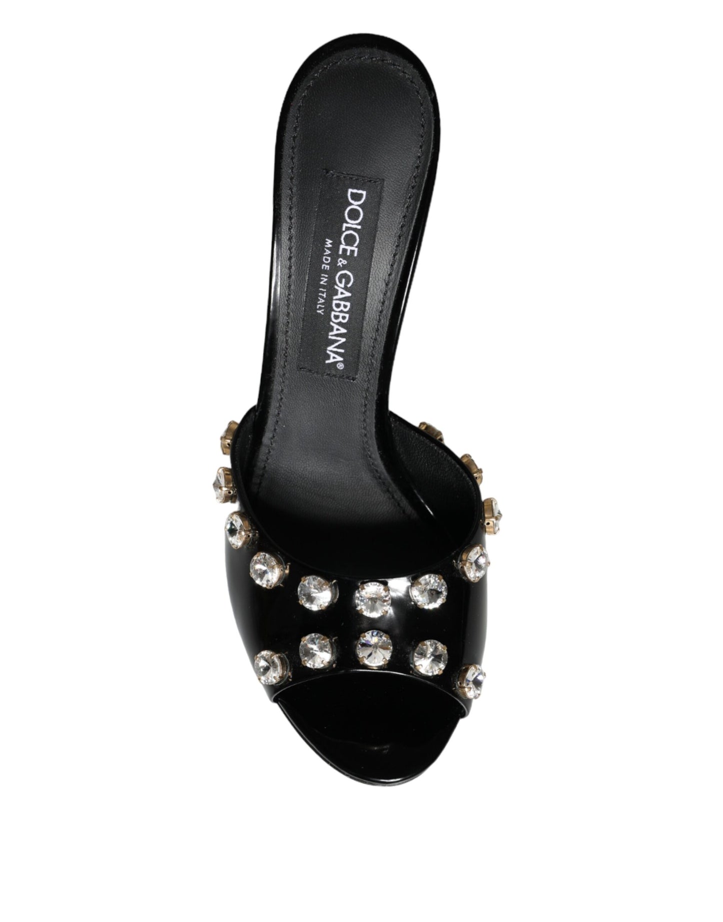 Dolce &amp; Gabbana Black Crystal Heels Keira Sandals Shoes