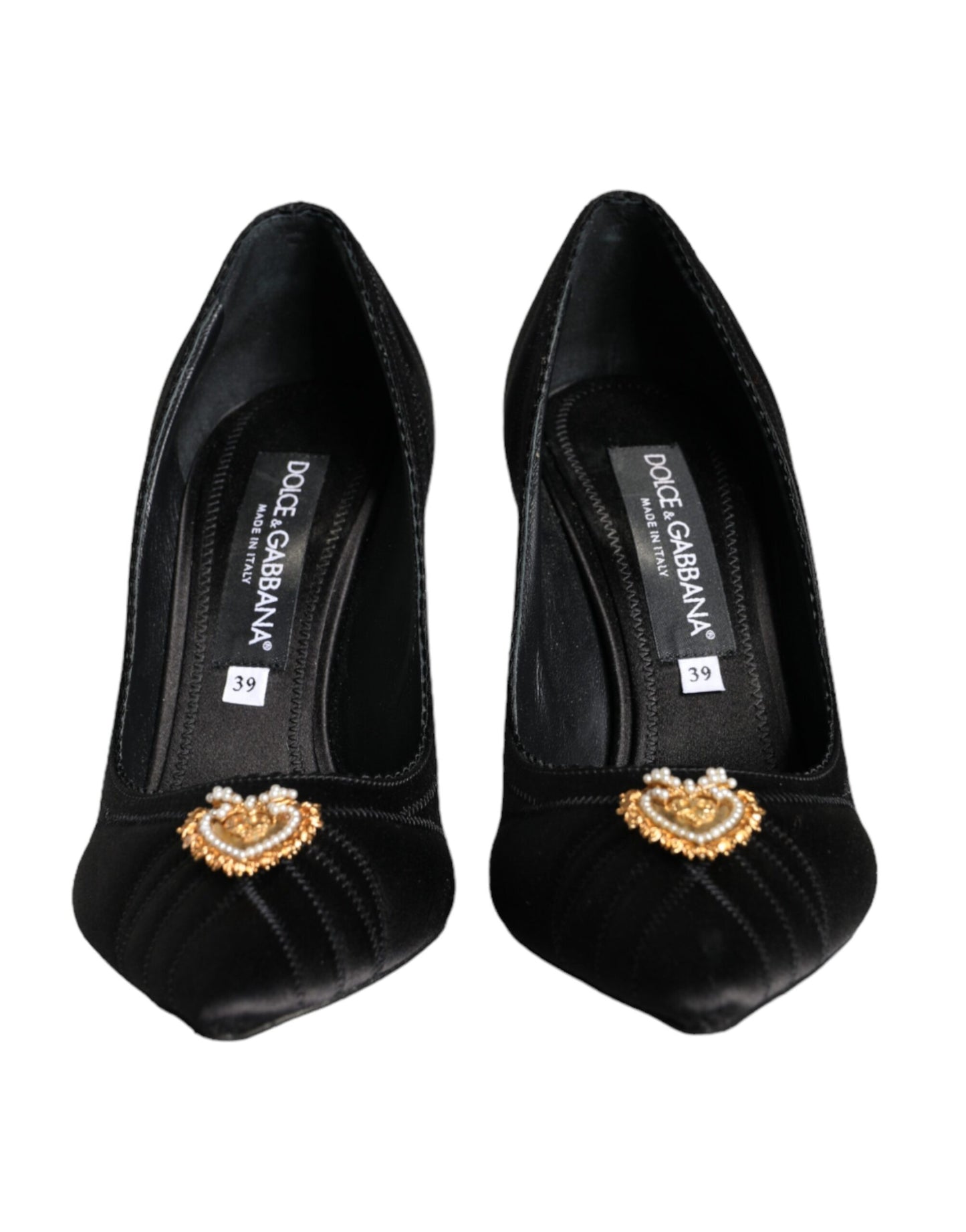 Dolce &amp; Gabbana Black Heart DEVOTION Heels Pumps Shoes