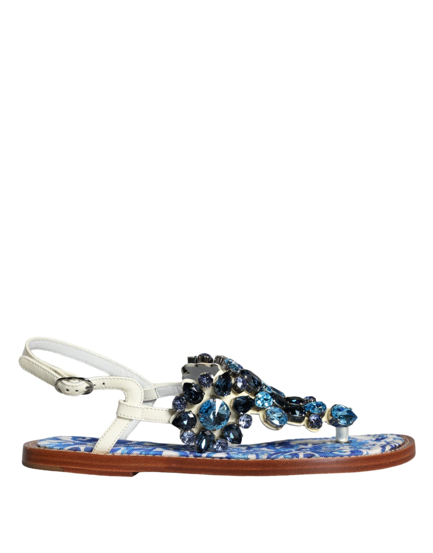 Dolce &amp; Gabbana Multicolor Leather Crystals Flats Sandals Shoes