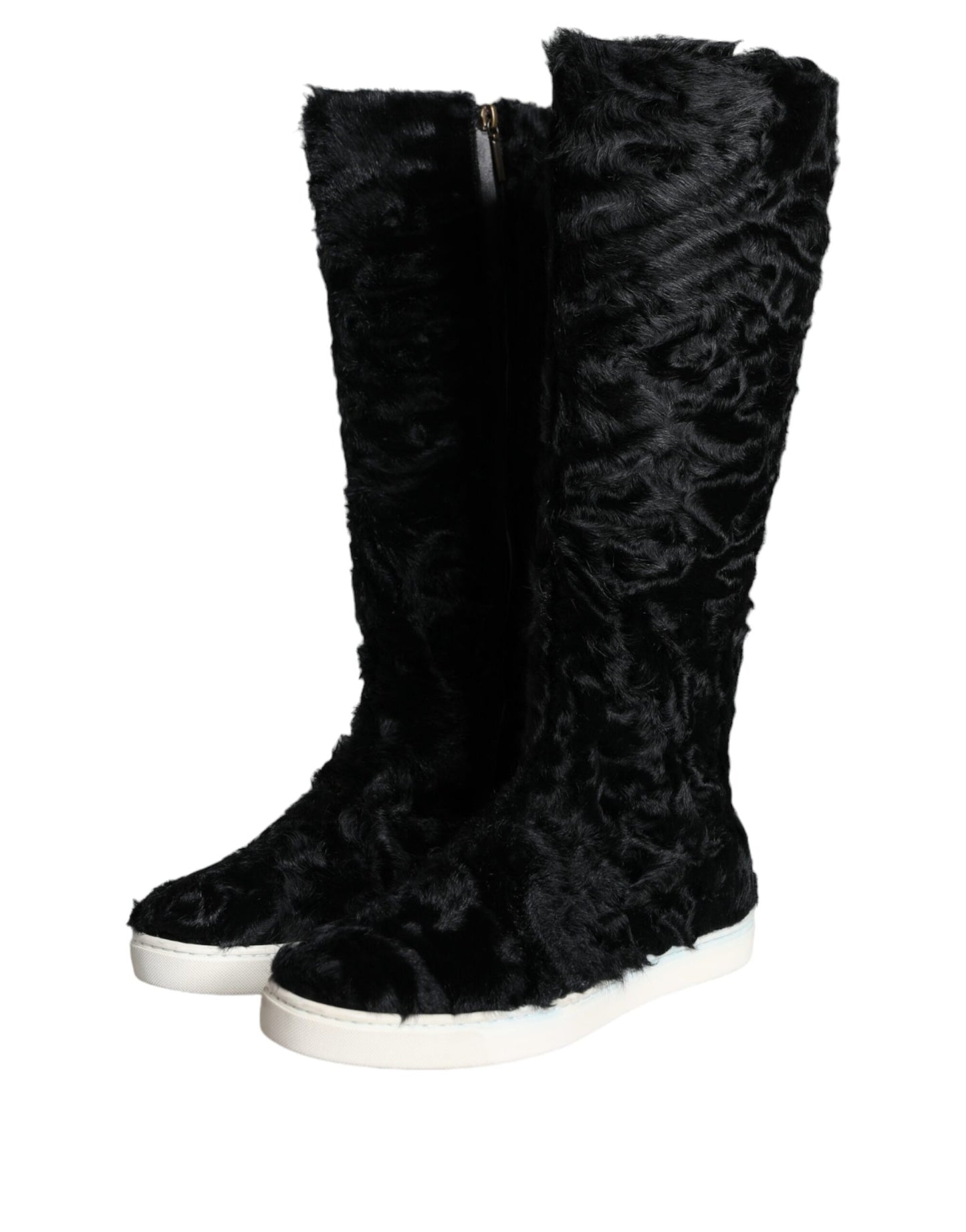 Dolce &amp; Gabbana Black Xiangao Lambskin Leather Boots Shoes