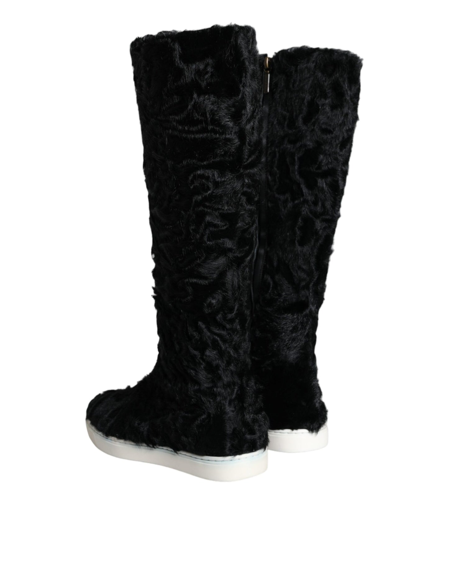 Dolce &amp; Gabbana Black Xiangao Lambskin Leather Boots Shoes