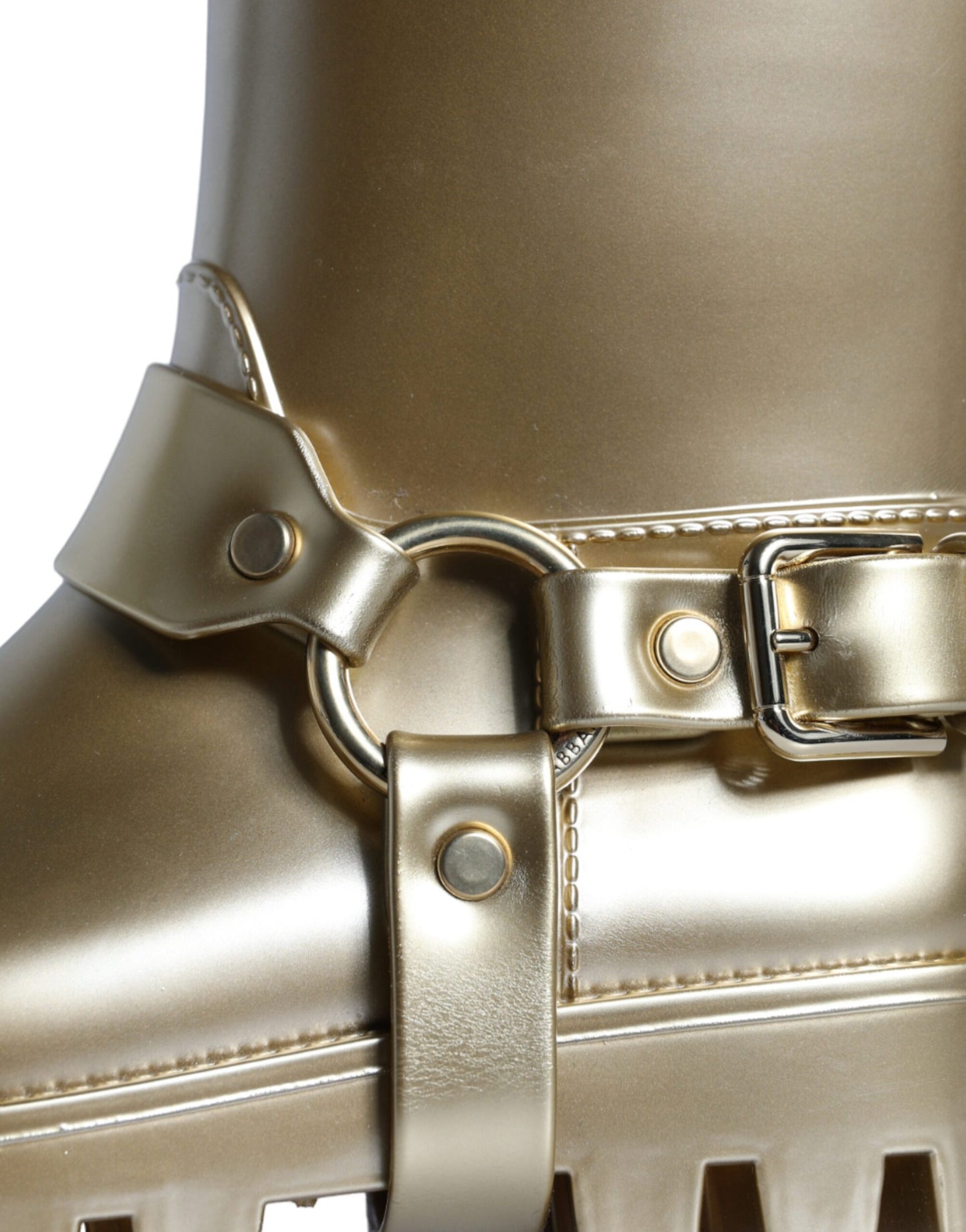 Dolce &amp; Gabbana Metallic Gold Rubber PVC Rain Boots Shoes