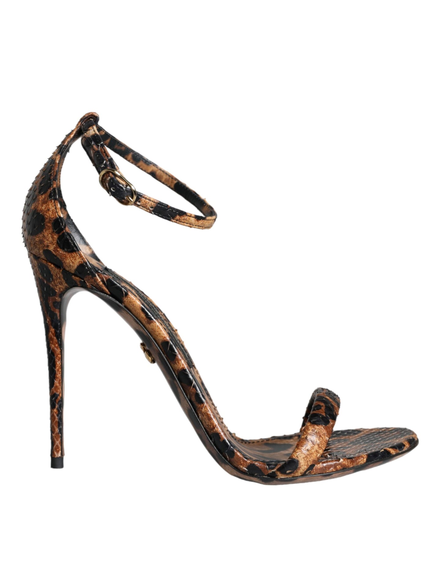 Dolce &amp; Gabbana Brown Leopard Leather Strappy Sandals Shoes