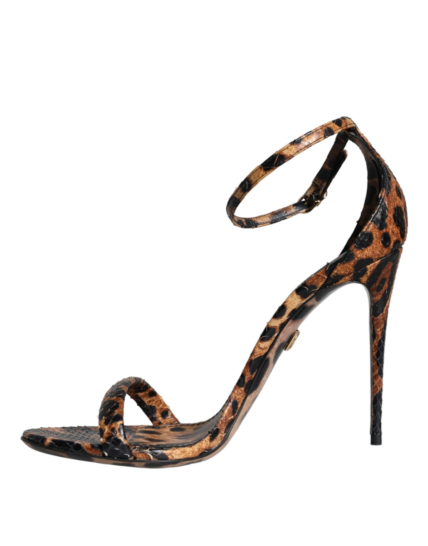 Dolce &amp; Gabbana Brown Leopard Leather Strappy Sandals Shoes