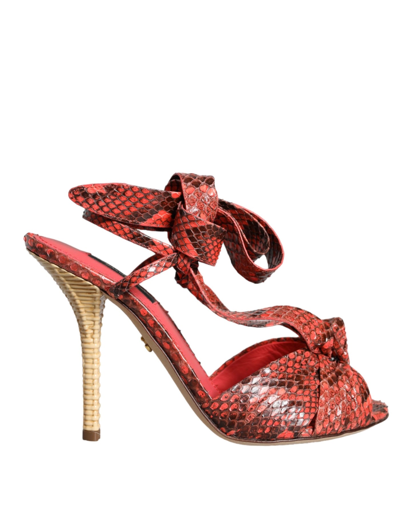 Dolce &amp; Gabbana Coral Exotic Leather Heels Sandals Shoes