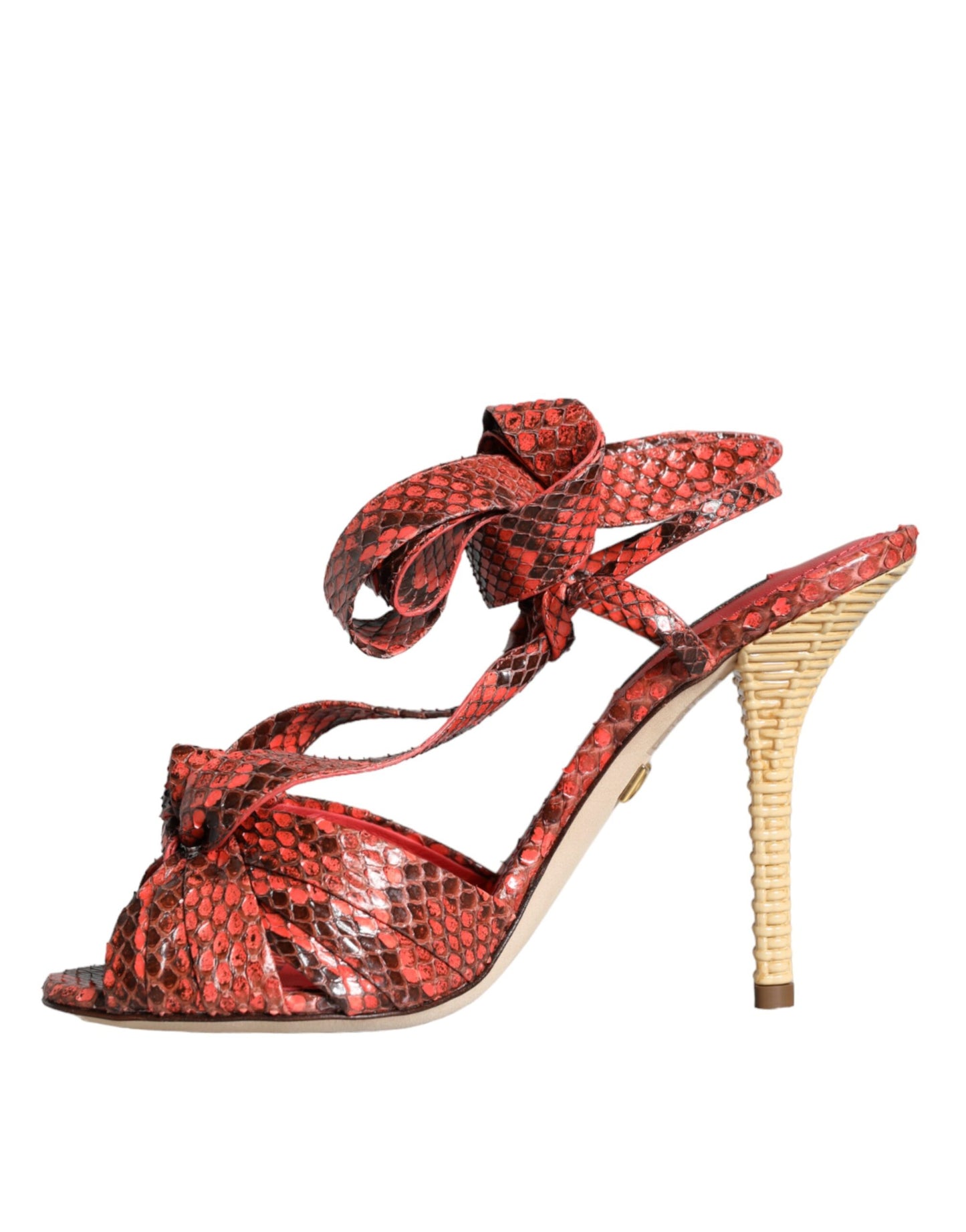 Dolce &amp; Gabbana Coral Exotic Leather Heels Sandals Shoes