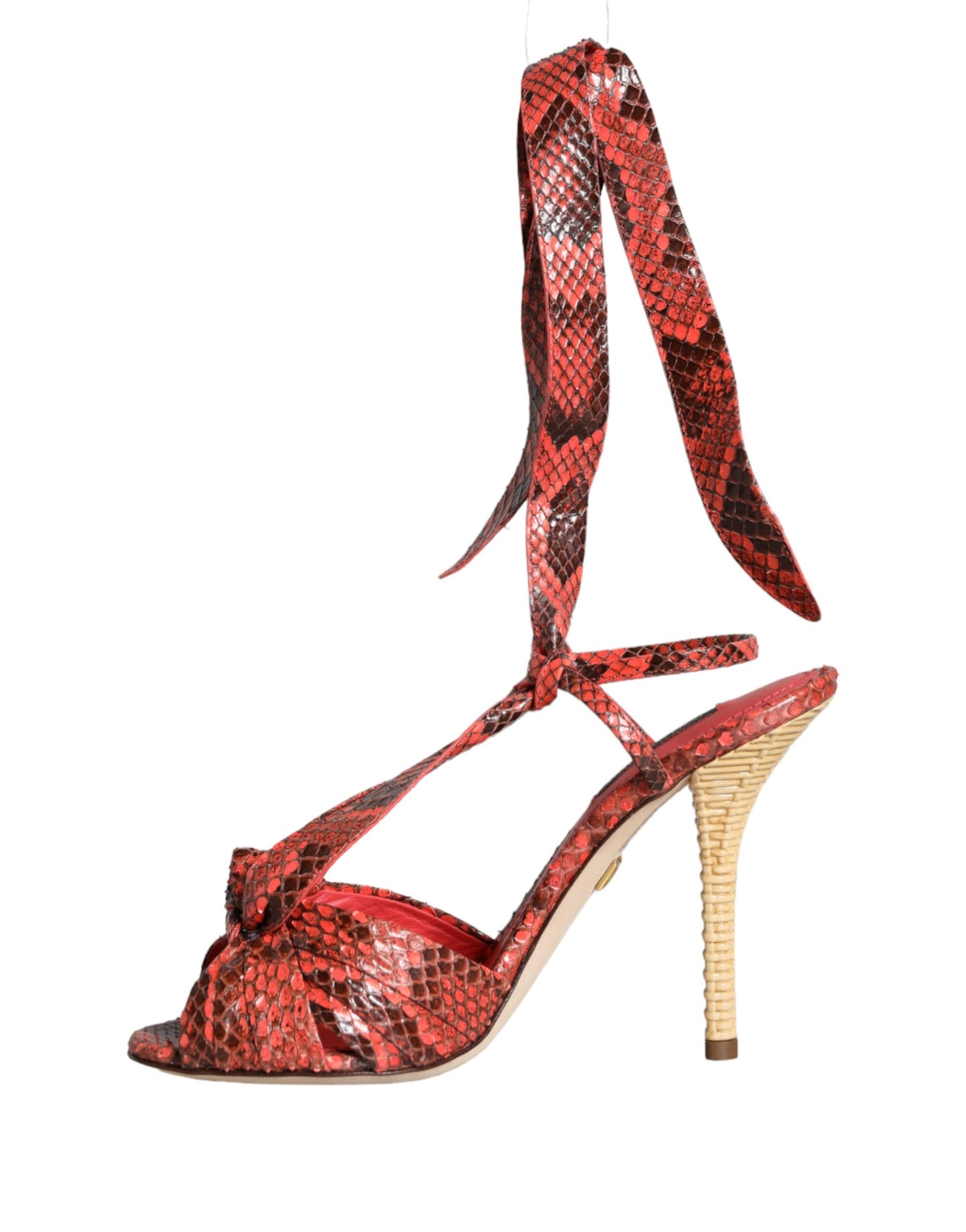 Dolce &amp; Gabbana Coral Exotic Leather Heels Sandals Shoes