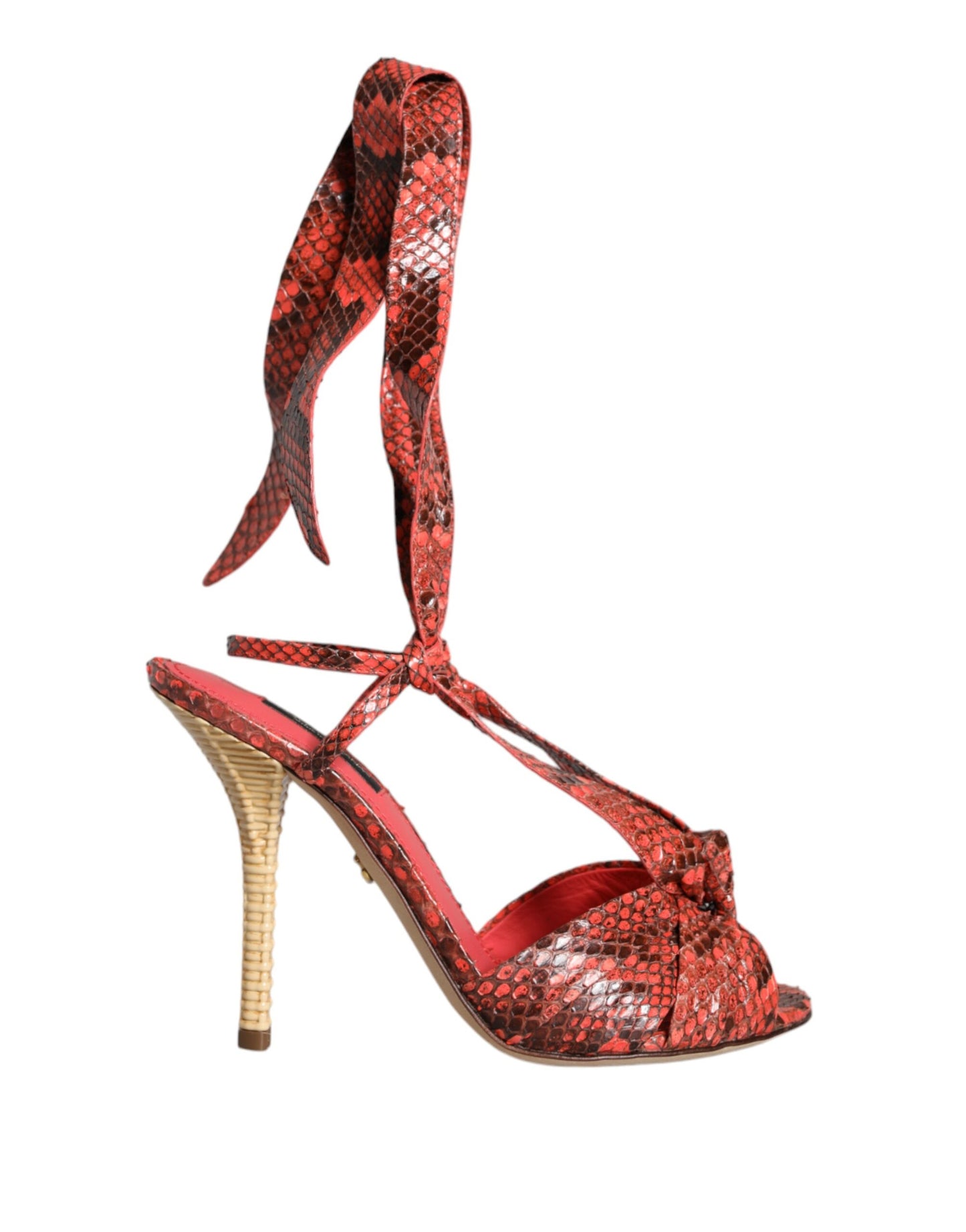 Dolce &amp; Gabbana Coral Exotic Leather Heels Sandals Shoes