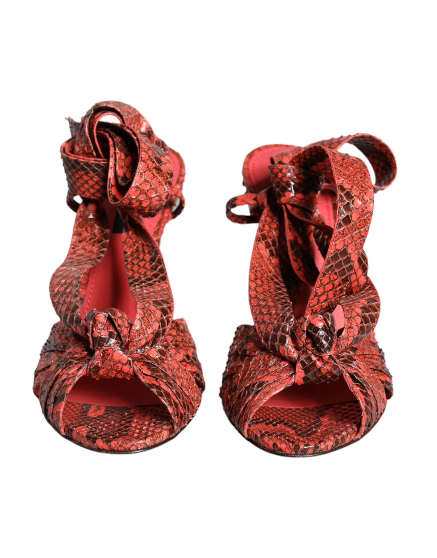 Dolce &amp; Gabbana Coral Exotic Leather Heels Sandals Shoes