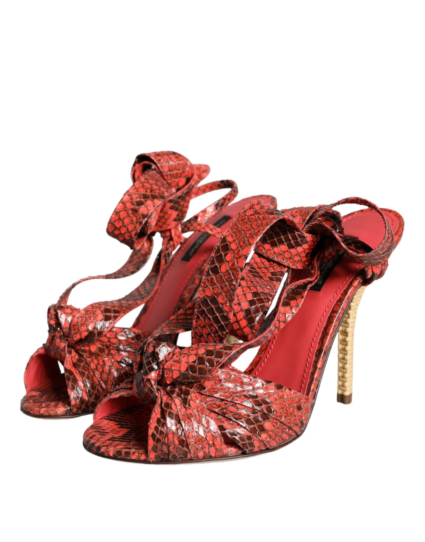 Dolce &amp; Gabbana Coral Exotic Leather Heels Sandals Shoes