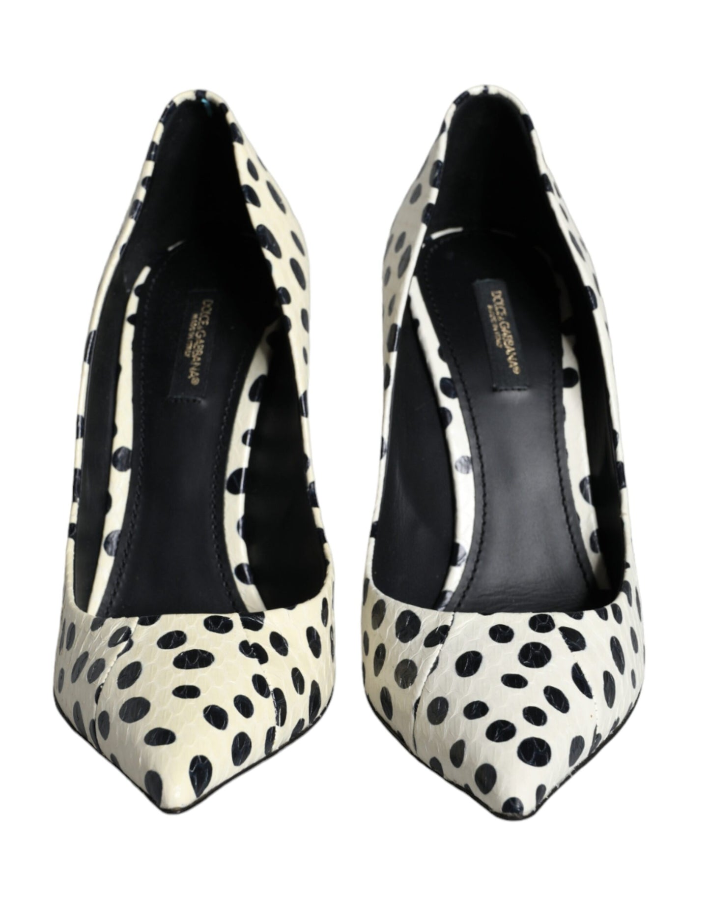 Dolce &amp; Gabbana Black White Polka Dot Leather Pumps Shoes