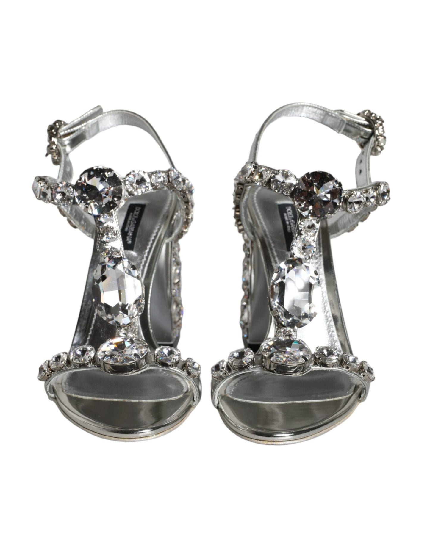 Dolce &amp; Gabbana Silver Crystals High Heels Sandals Shoes