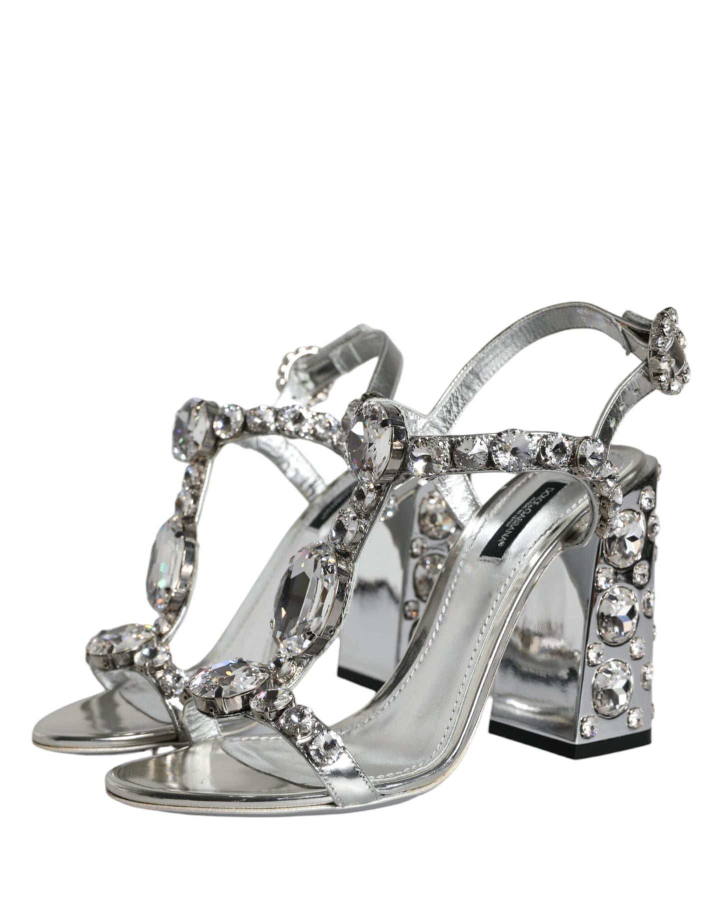 Dolce &amp; Gabbana Silver Crystals High Heels Sandals Shoes