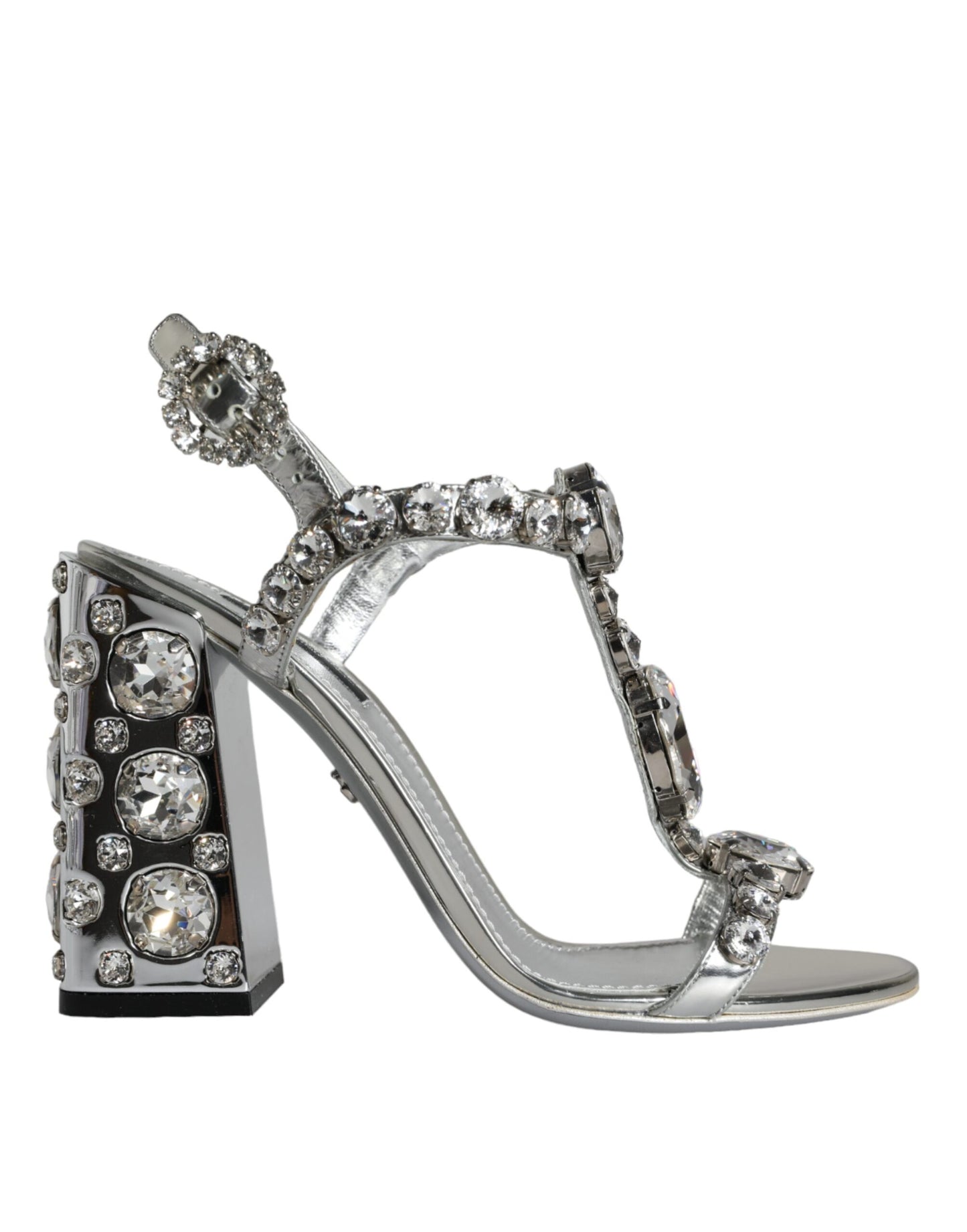 Dolce &amp; Gabbana Silver Crystals High Heels Sandals Shoes