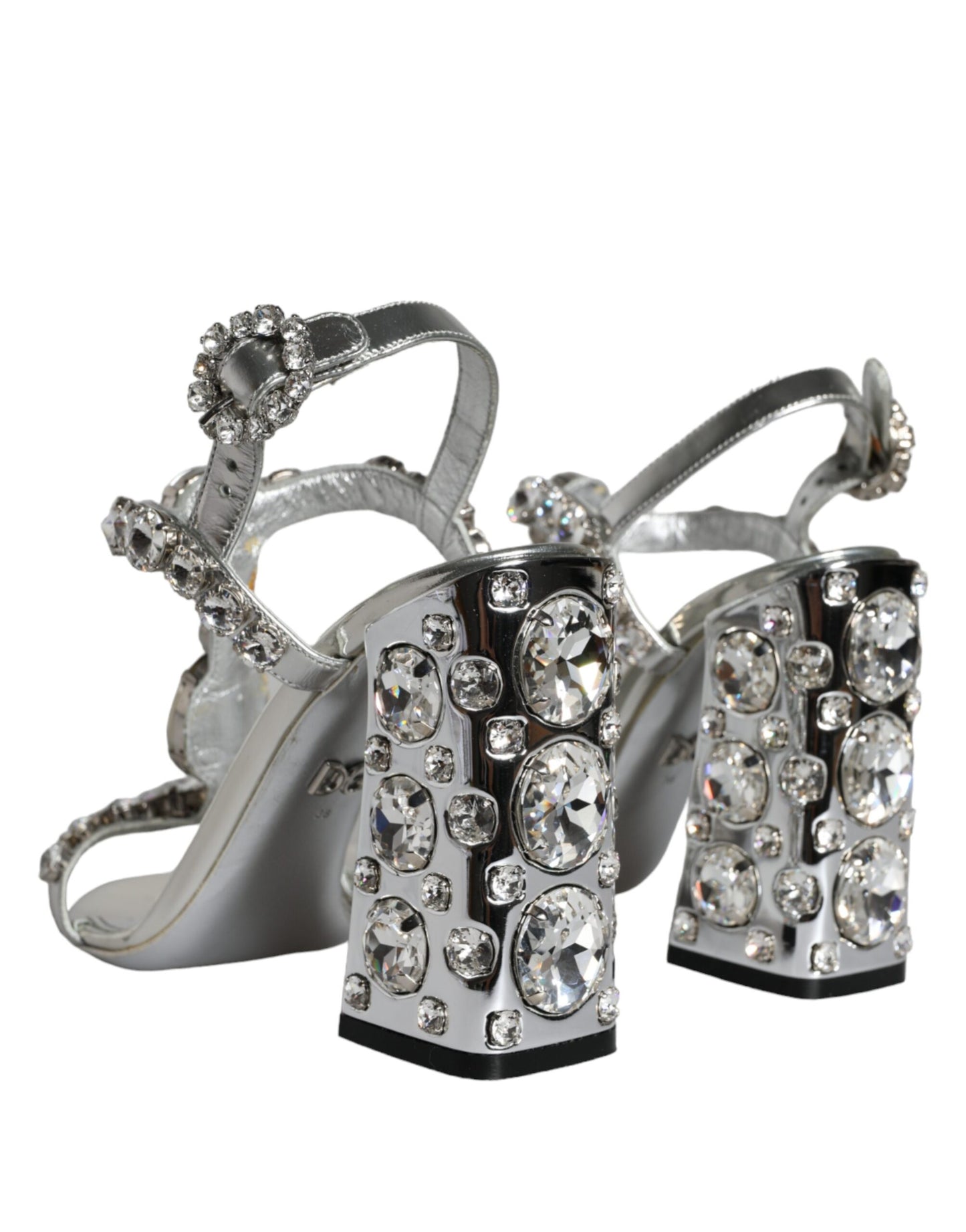 Dolce &amp; Gabbana Silver Crystals High Heels Sandals Shoes