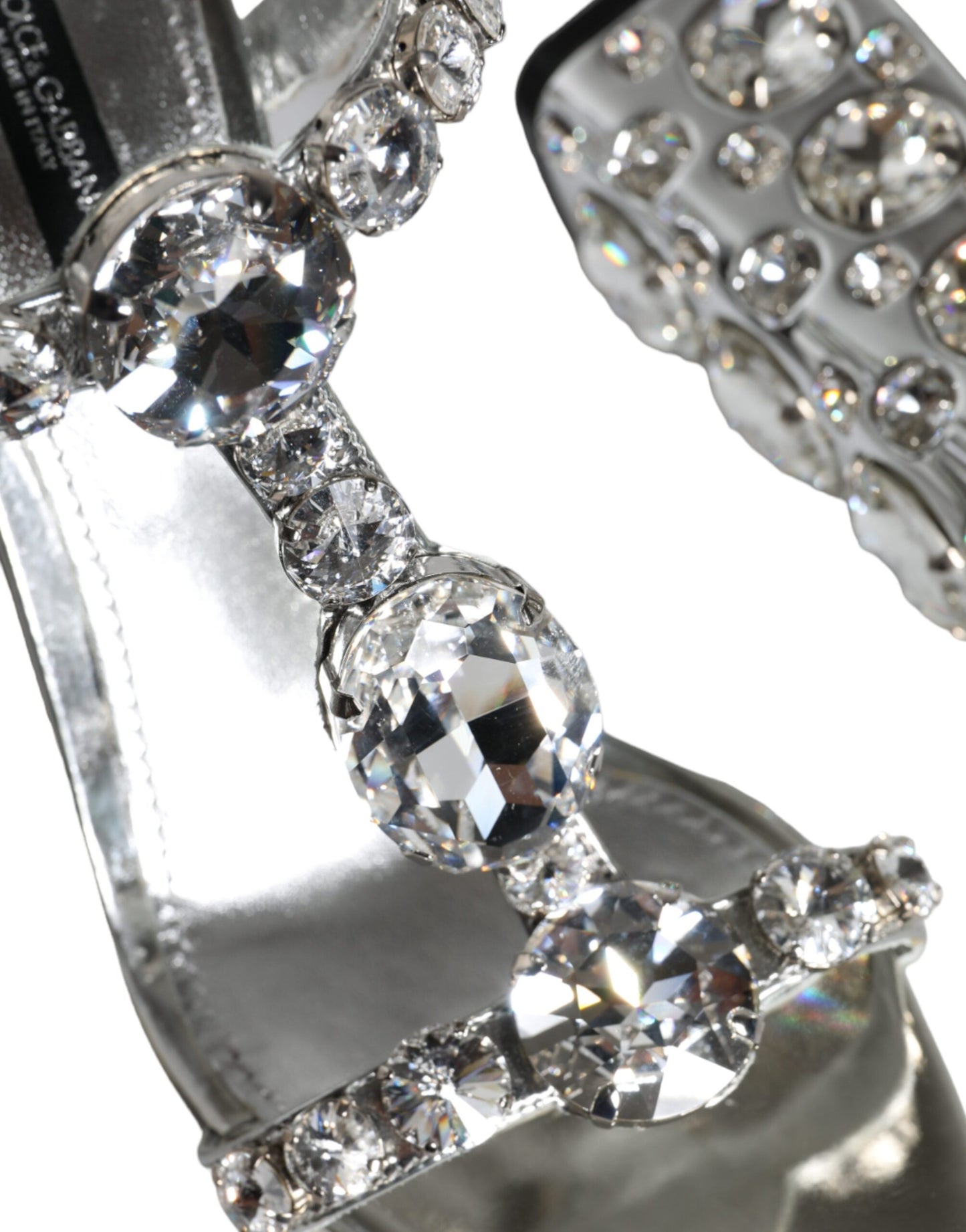 Dolce &amp; Gabbana Silver Crystals High Heels Sandals Shoes