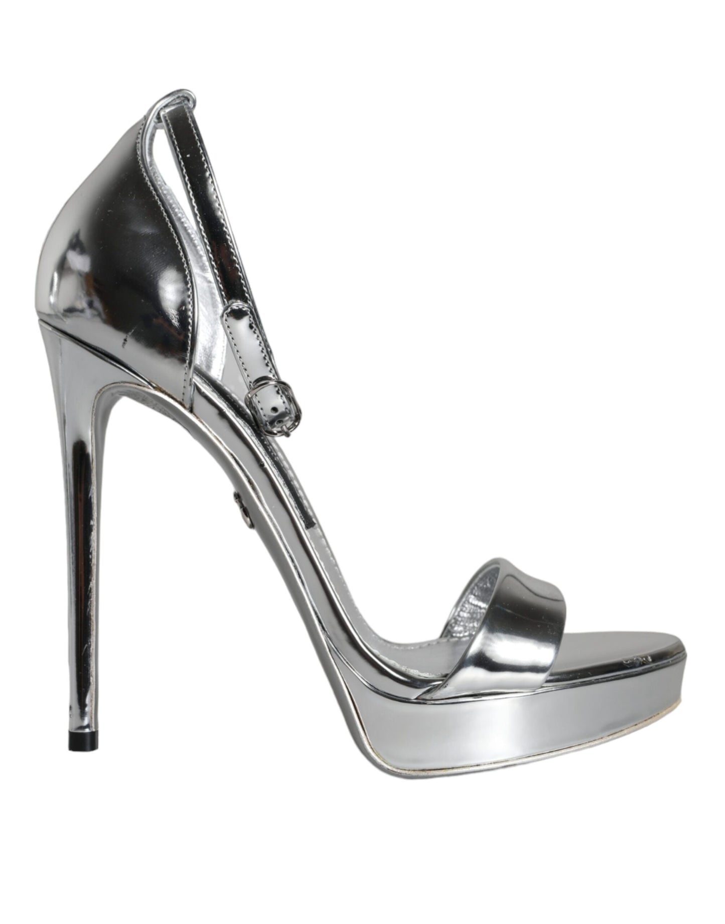 Dolce &amp; Gabbana Silver KEIRA Heels Strappy Sandals Shoes