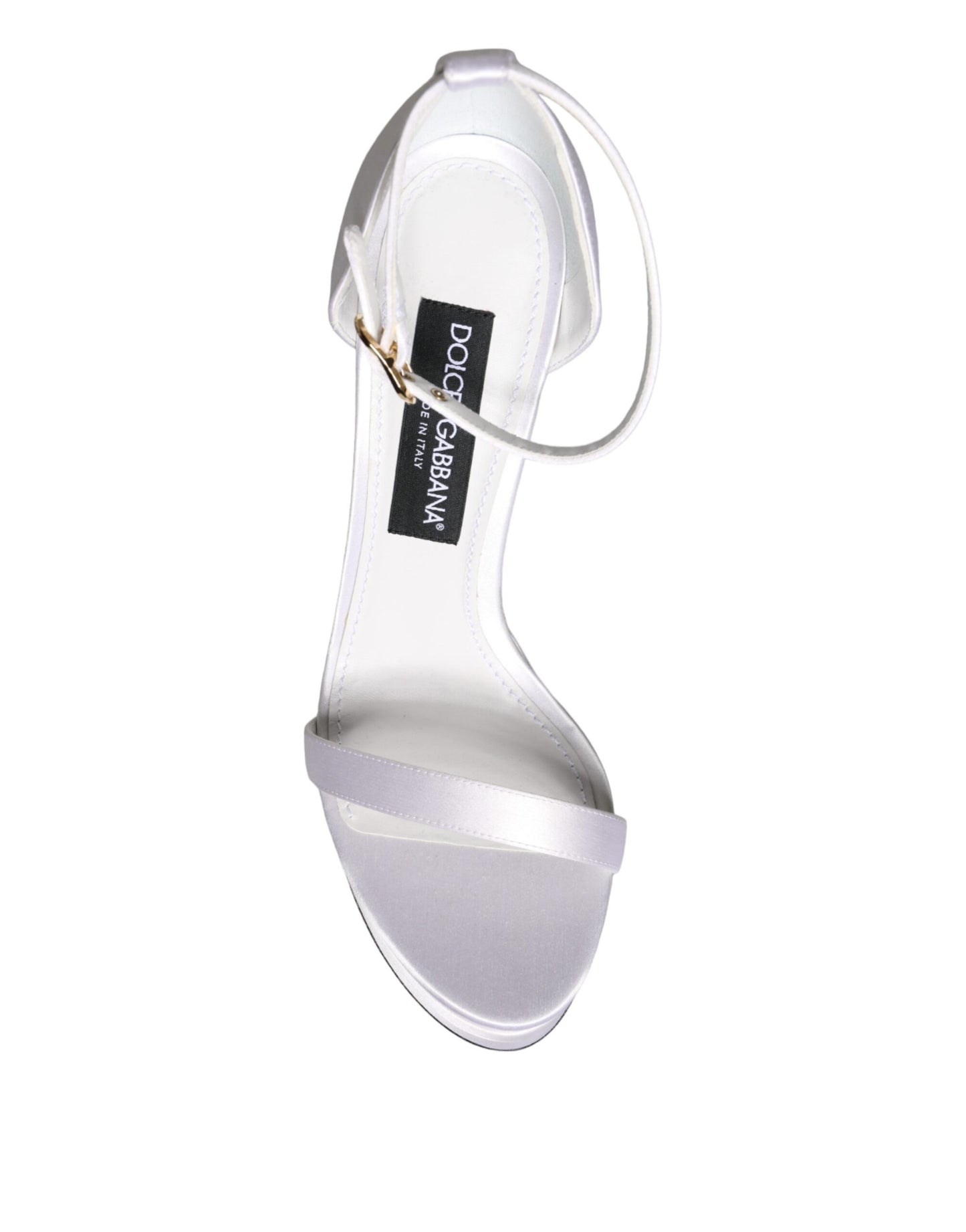 Dolce &amp; Gabbana White Keira Satin Strappy Sandals Shoes