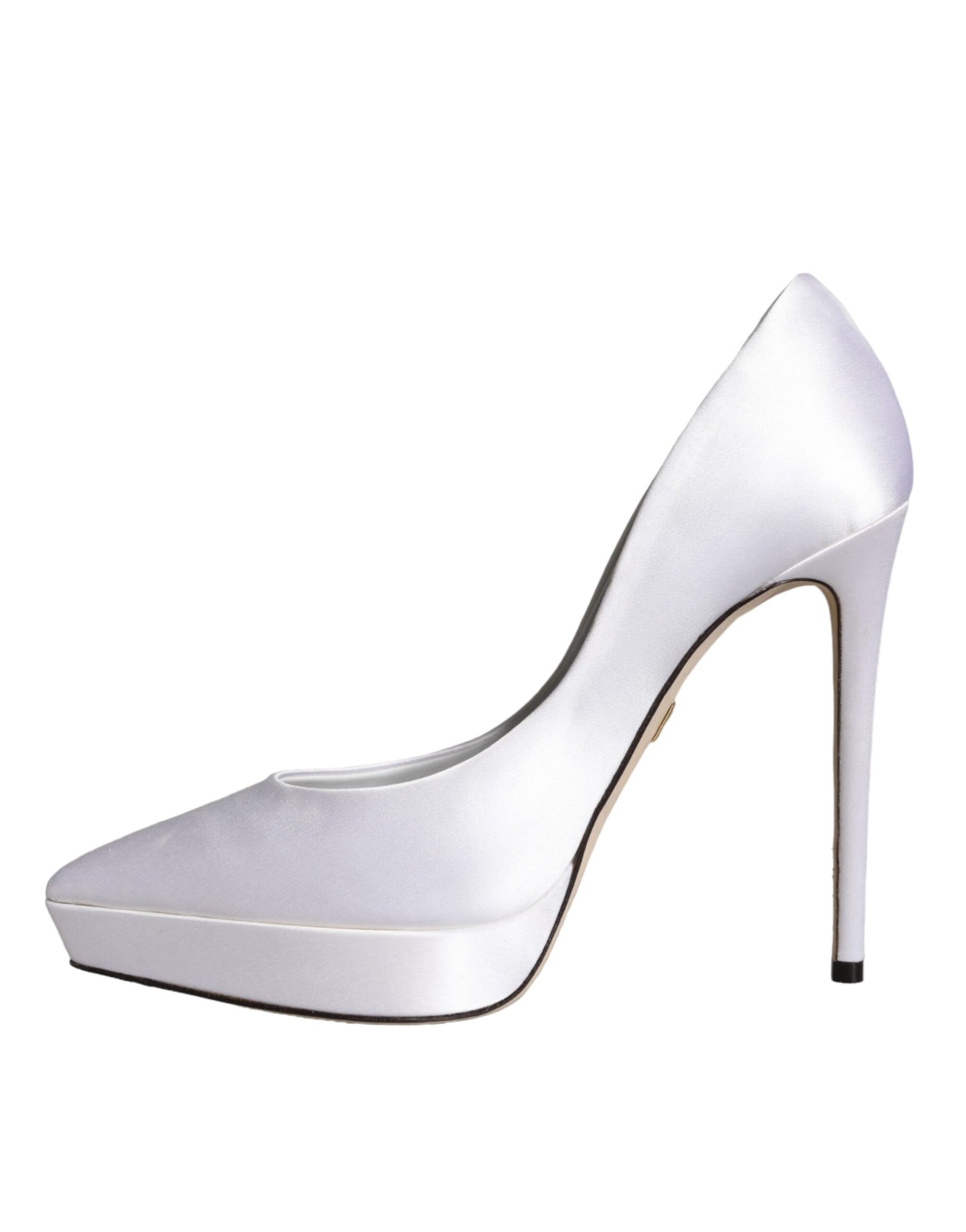 Dolce &amp; Gabbana White Satin Platform High Heels Pumps Shoes