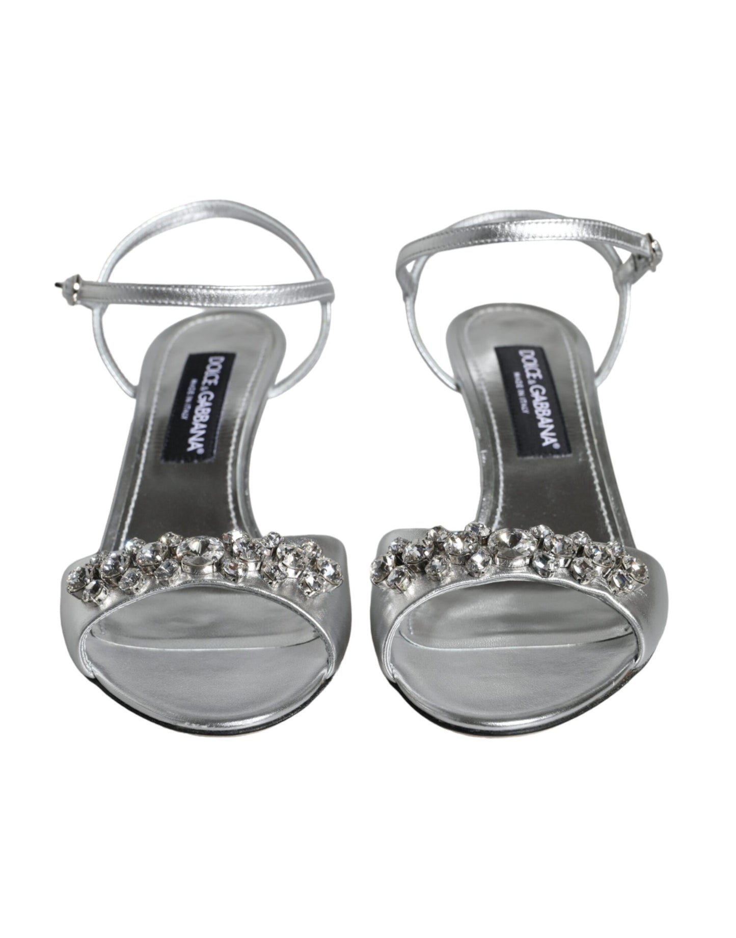 Dolce &amp; Gabbana Silver Crystal AnkleStrap Keira Sandals Shoes