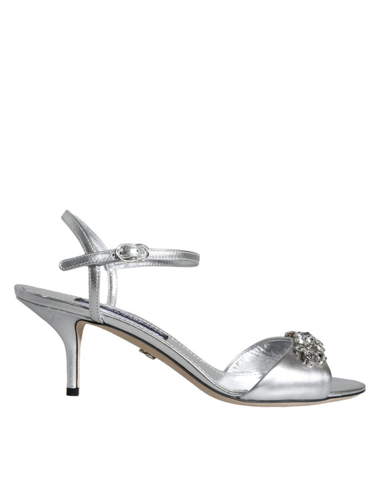 Dolce &amp; Gabbana Silver Crystal AnkleStrap Keira Sandals Shoes