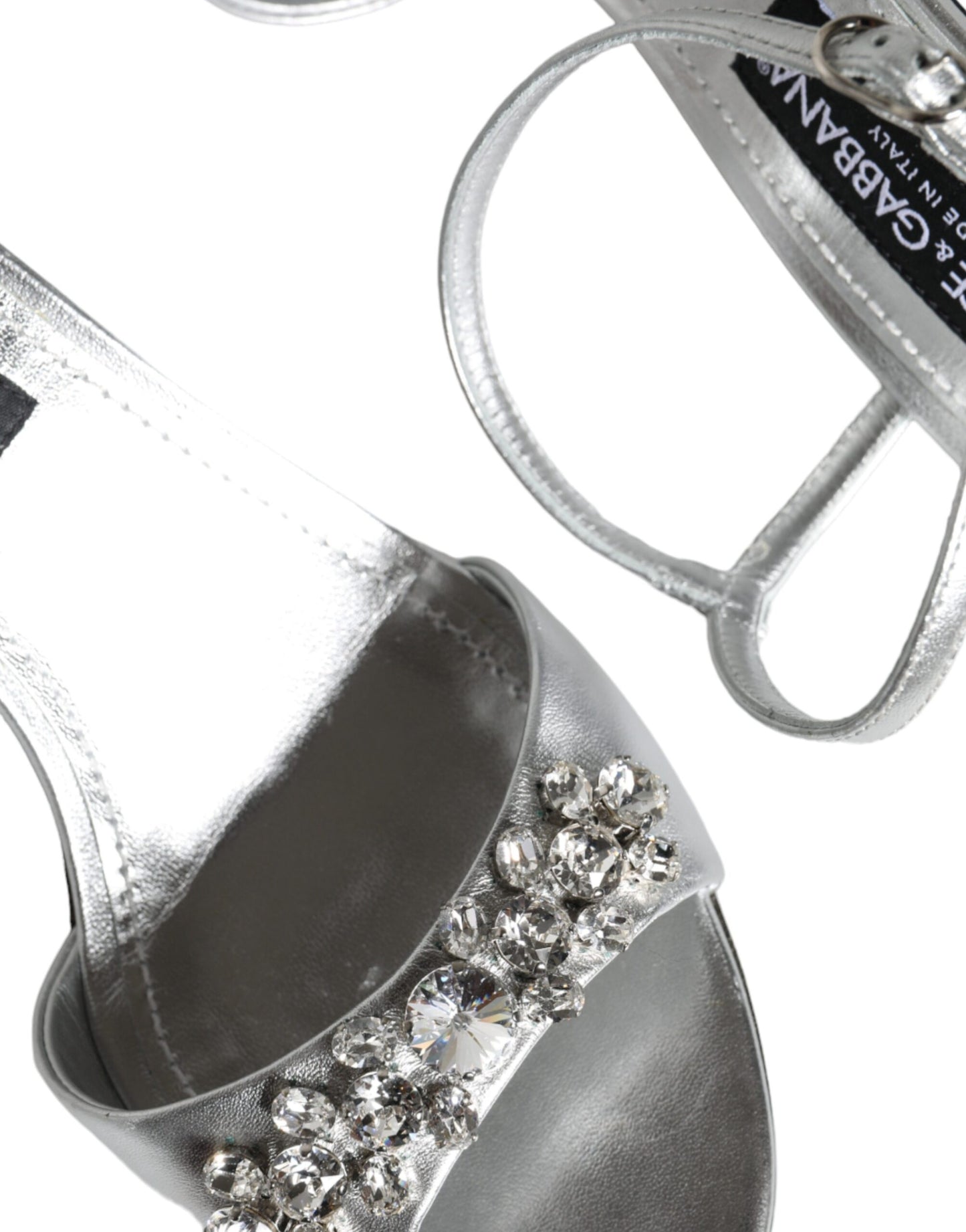 Dolce &amp; Gabbana Silver Crystal AnkleStrap Keira Sandals Shoes