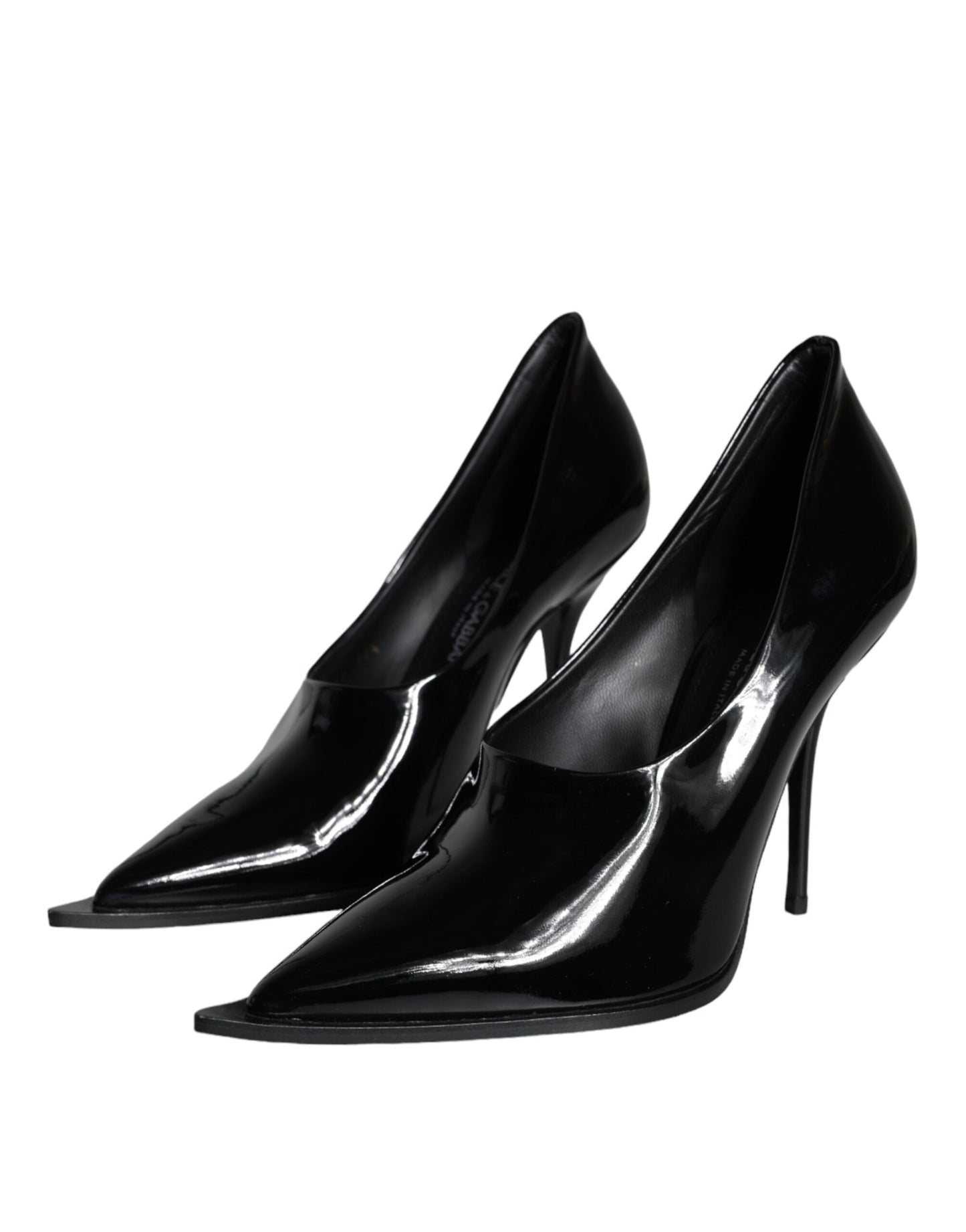 Dolce &amp; Gabbana Black Patent Leather High Heels Pumps Shoes