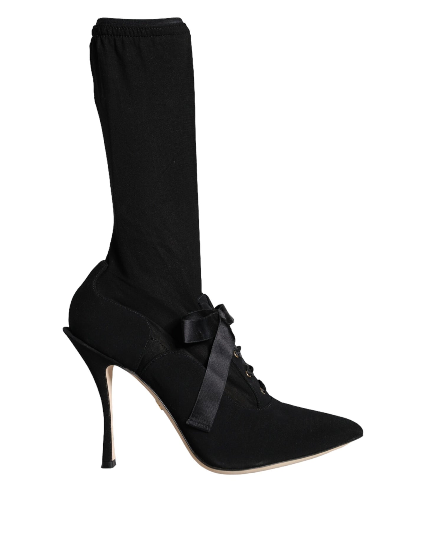 Dolce &amp; Gabbana Black Stiletto Heels Mid Calf Boots Shoes