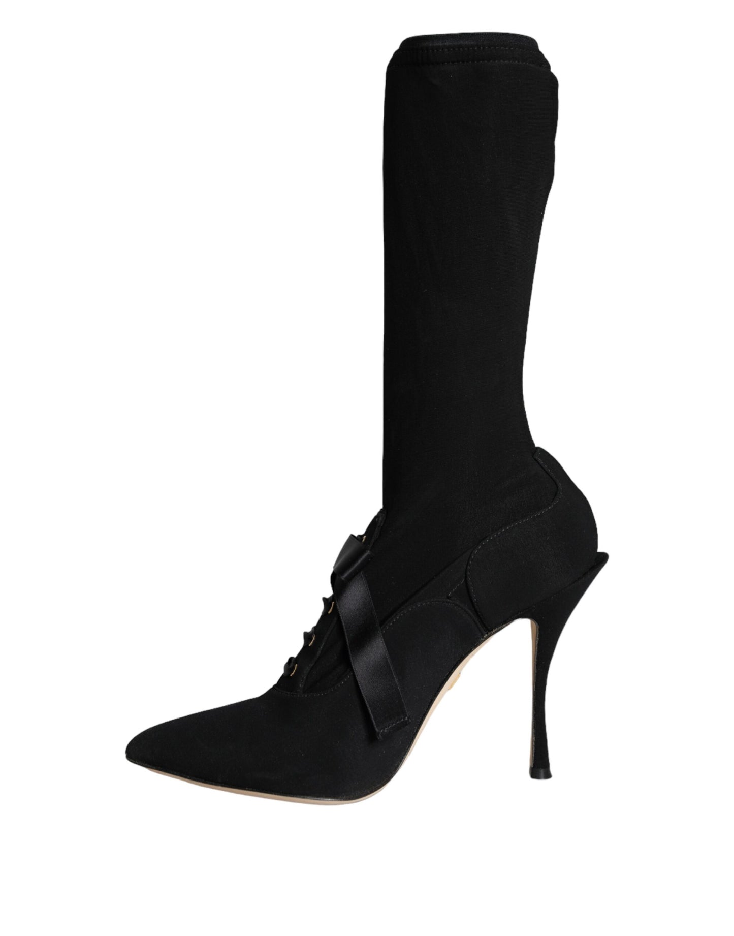 Dolce &amp; Gabbana Black Stiletto Heels Mid Calf Boots Shoes