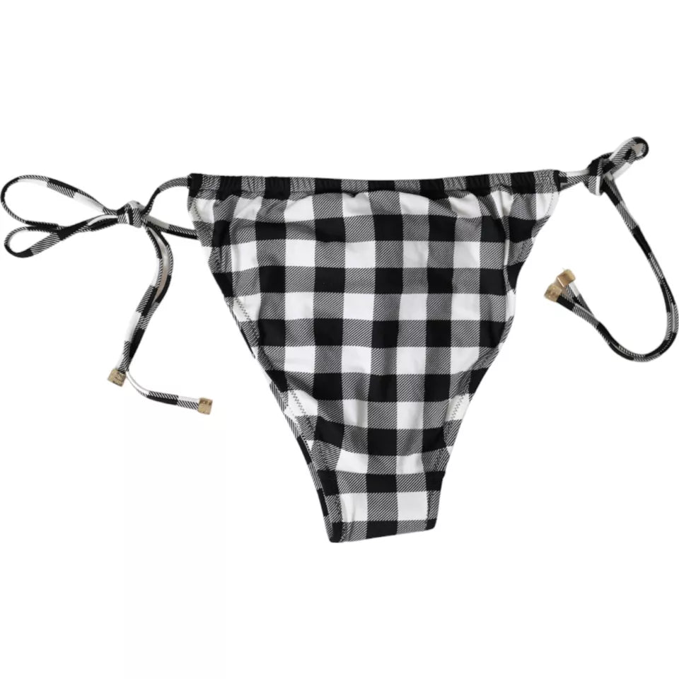 Dolce &amp; Gabbana Black White Check Swimwear Swim Trunks Bottom Bikini