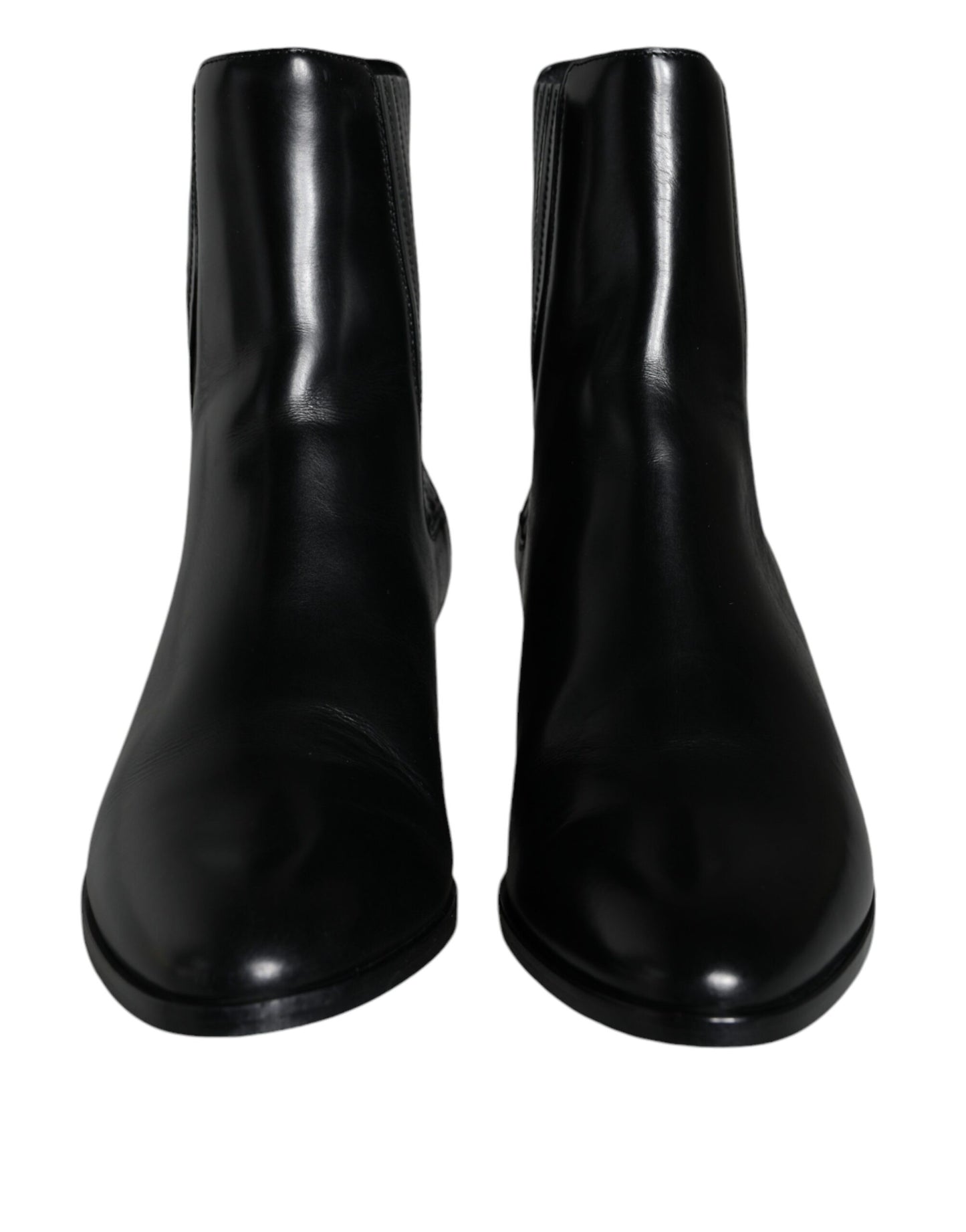 Dolce &amp; Gabbana Black Leather Ankle Boots Booties Shoes