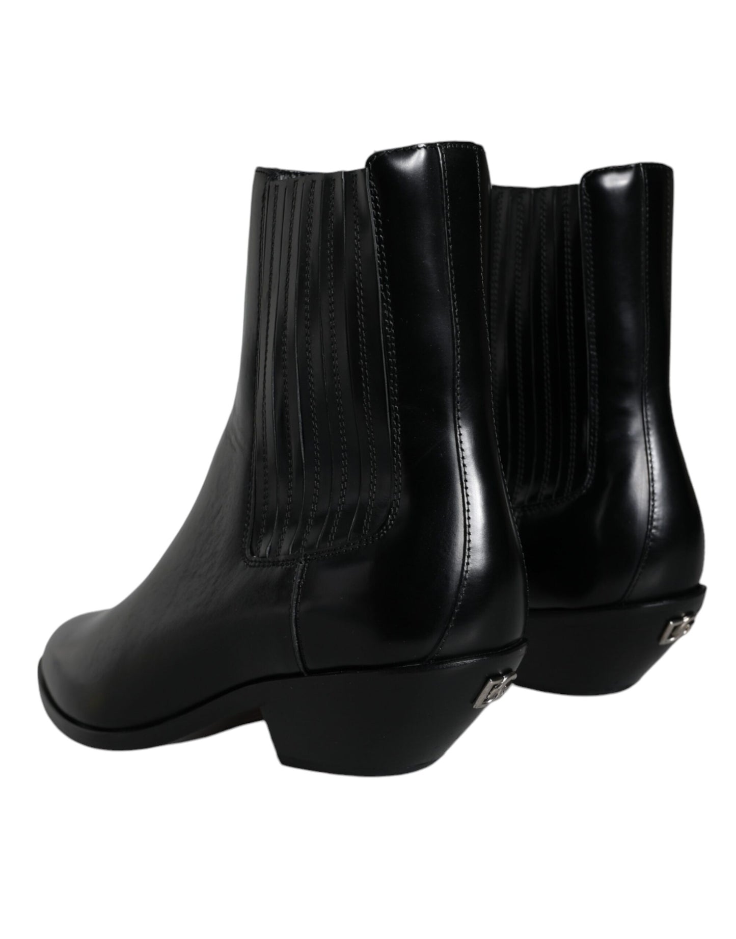 Dolce &amp; Gabbana Black Leather Ankle Boots Booties Shoes