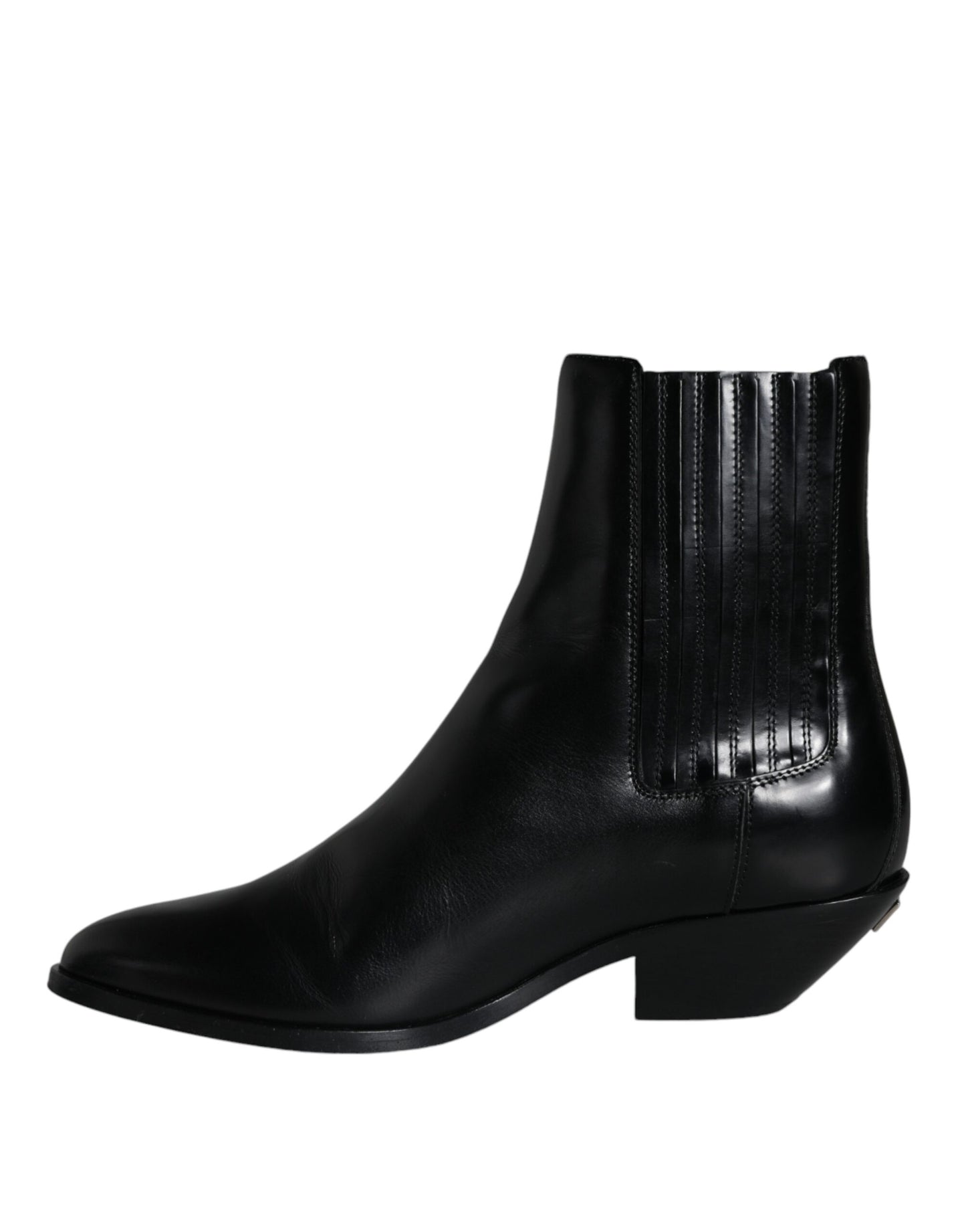 Dolce &amp; Gabbana Black Leather Ankle Boots Booties Shoes