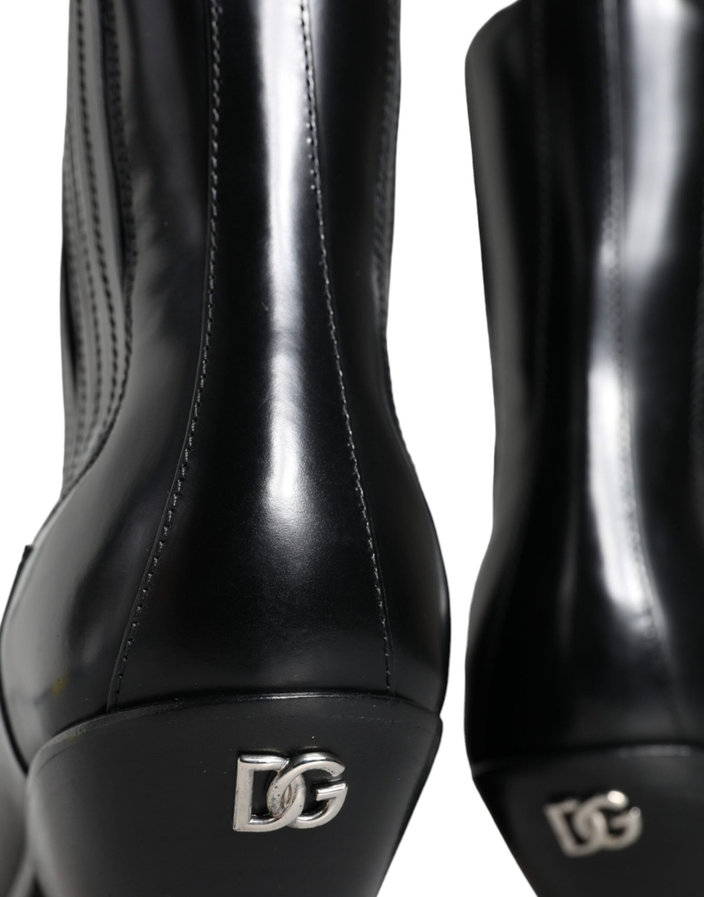 Dolce &amp; Gabbana Black Leather Ankle Boots Booties Shoes