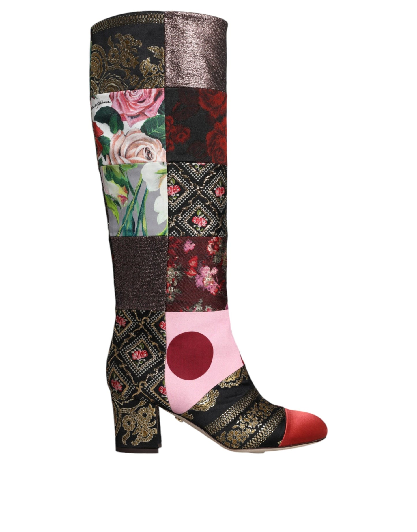 Dolce &amp; Gabbana Multicolor Patchwork Print Heeled Boots Shoes