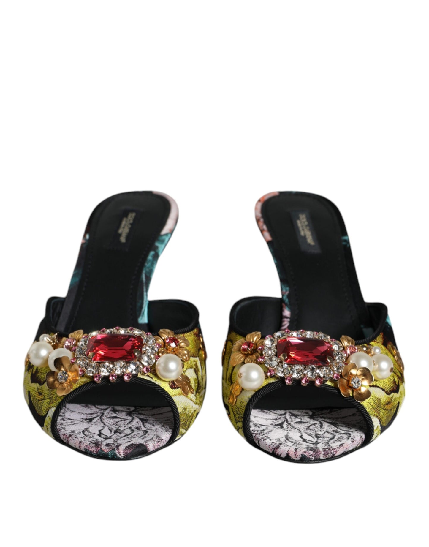 Dolce &amp; Gabbana Multicolor Crystal Slip On Sandals Shoes