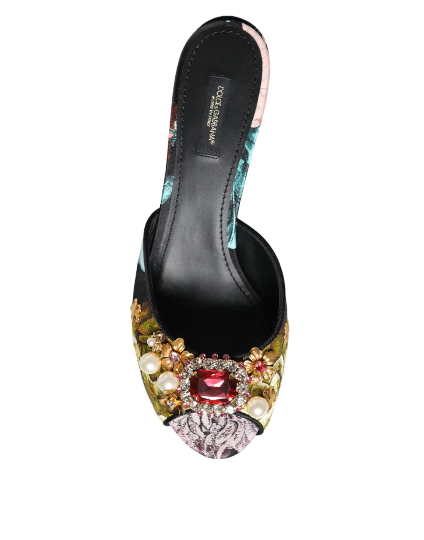 Dolce &amp; Gabbana Multicolor Crystal Slip On Sandals Shoes