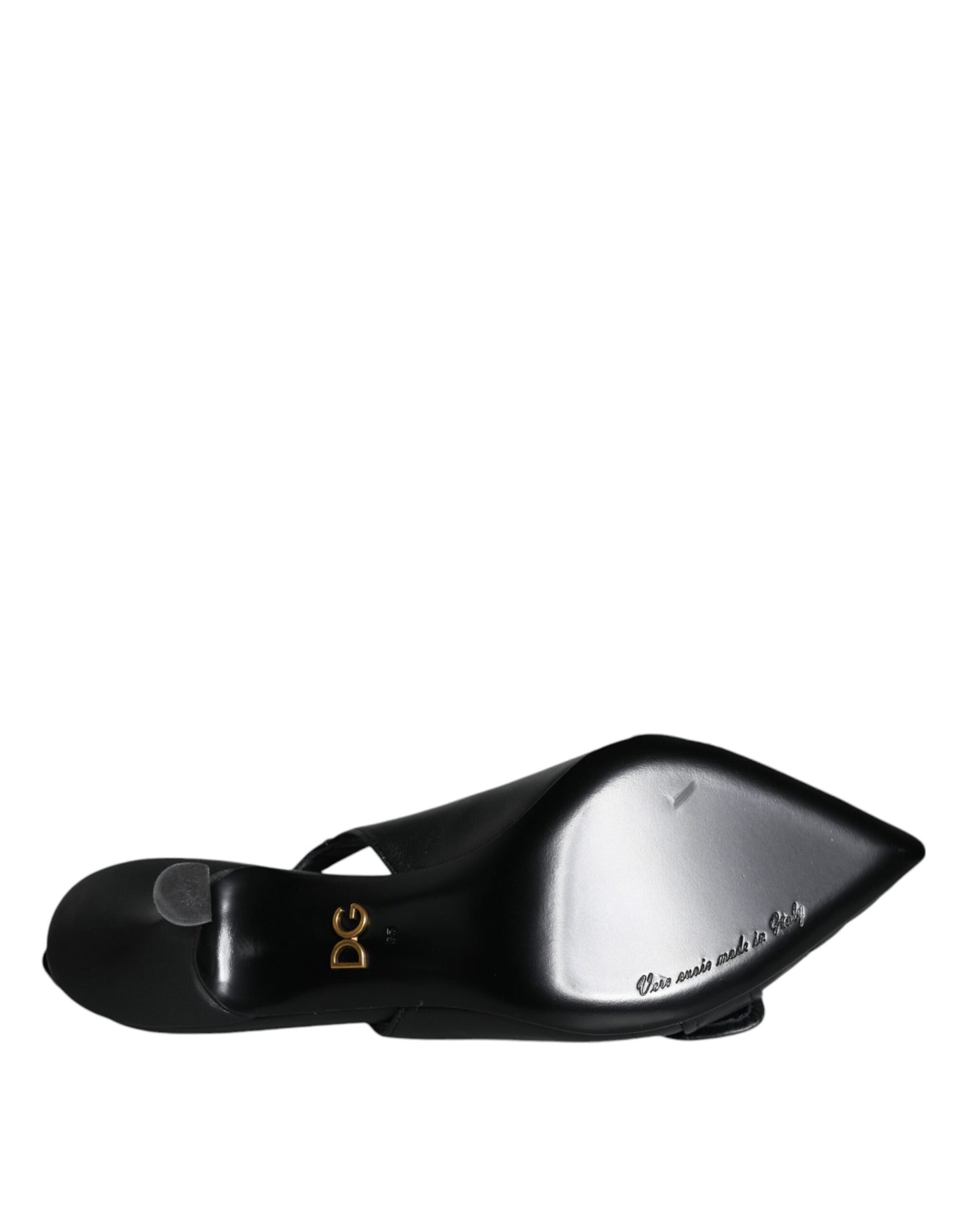 Dolce &amp; Gabbana Black Devotion Leather Heels Slingback Shoes