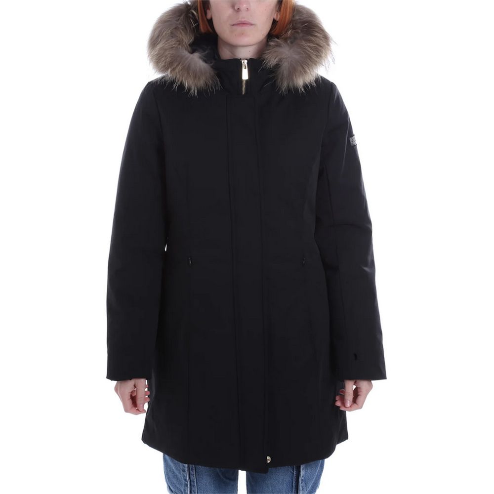 Yes Zee Schwarzer Nylon Frauen Parka