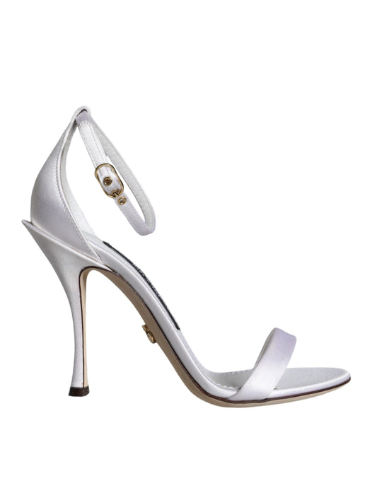 Dolce &amp; Gabbana White KEIRA Heels Ankle Strap Sandals Shoes