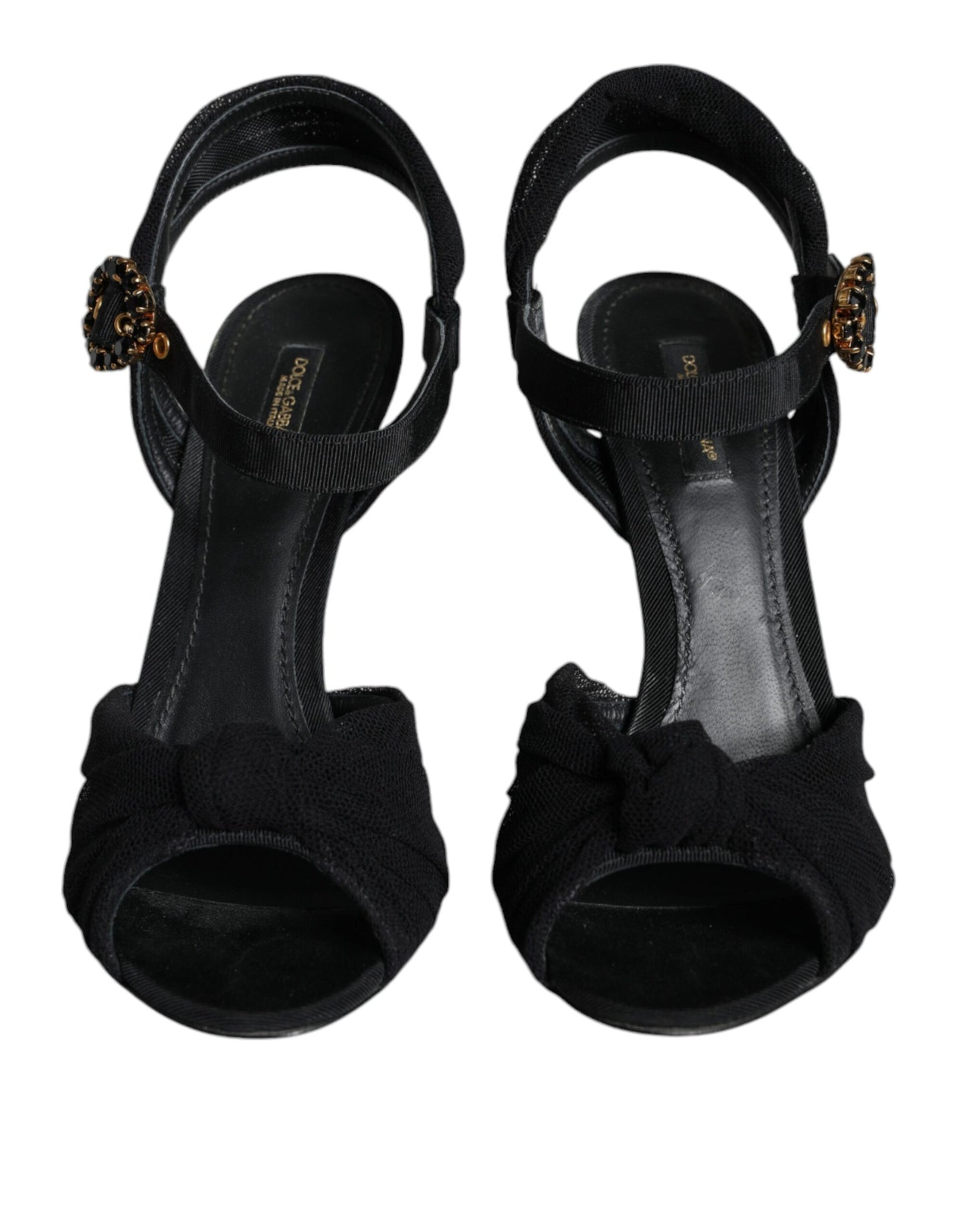 Dolce &amp; Gabbana Black KEIRA Heels Ankle Strap Sandals Shoes